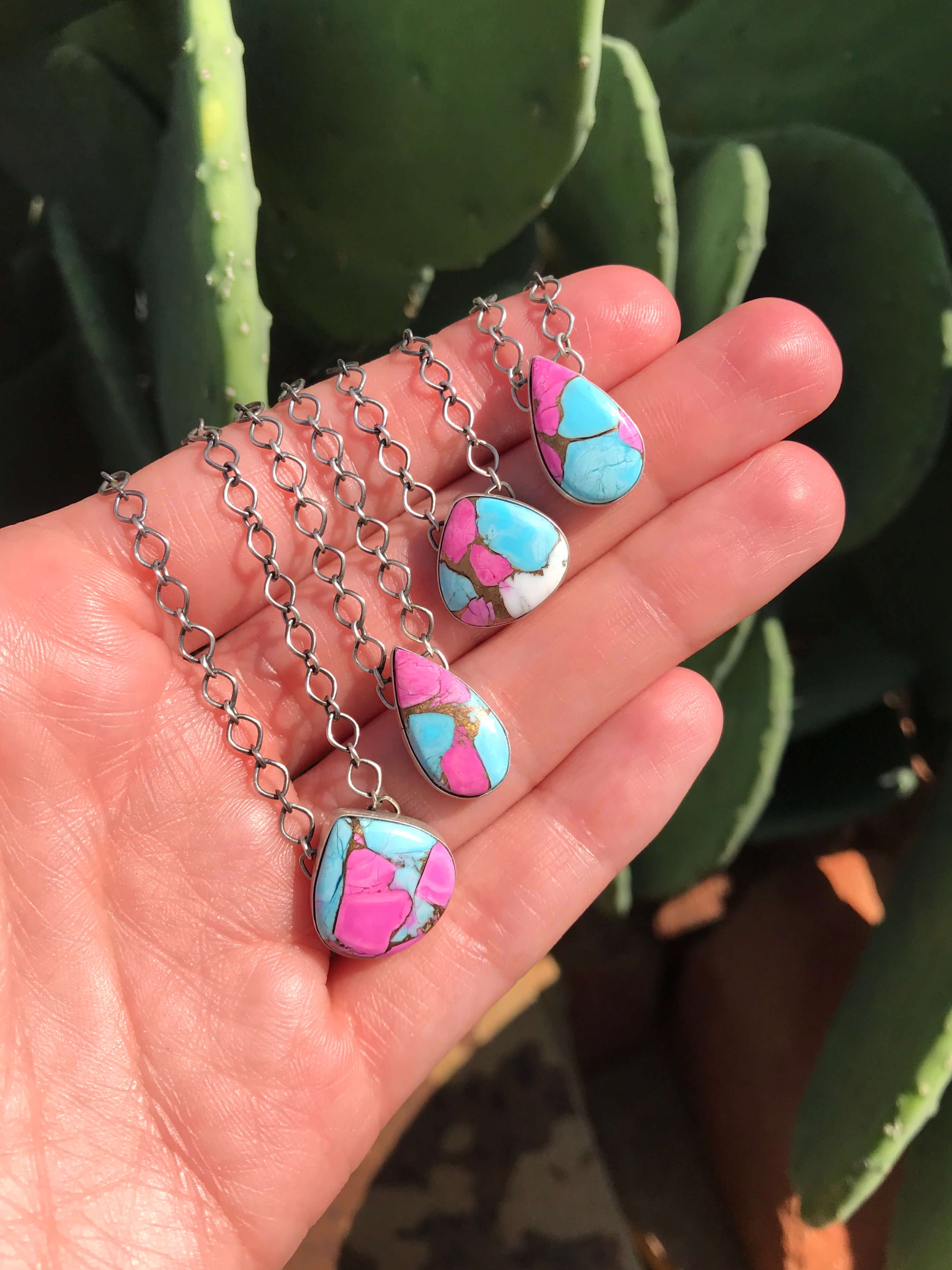 The Farrah Necklaces-Necklaces-Calli Co., Turquoise and Silver Jewelry, Native American Handmade, Zuni Tribe, Navajo Tribe, Brock Texas