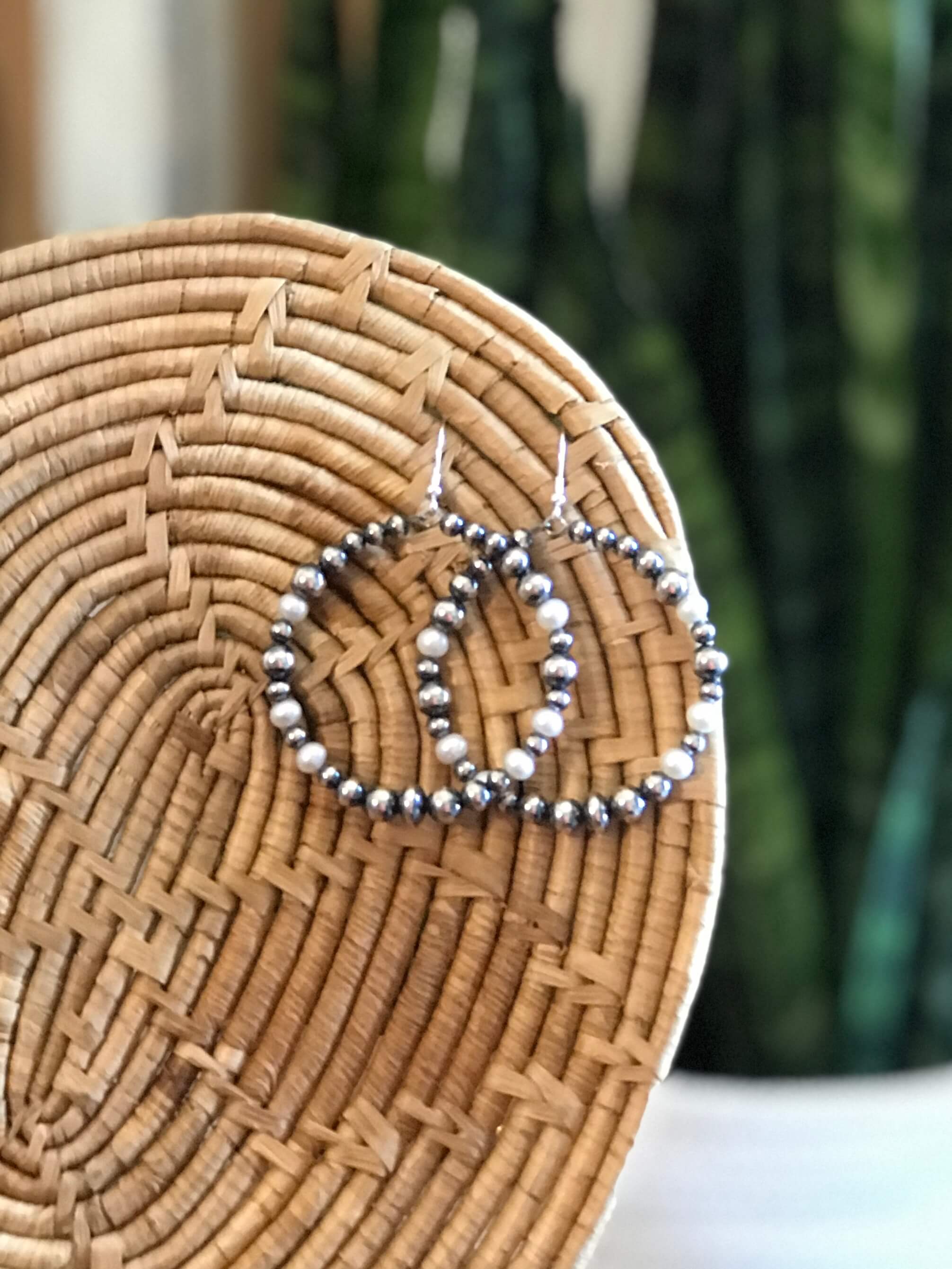 The Laguna Hoop Earrings-Earrings-Calli Co., Turquoise and Silver Jewelry, Native American Handmade, Zuni Tribe, Navajo Tribe, Brock Texas