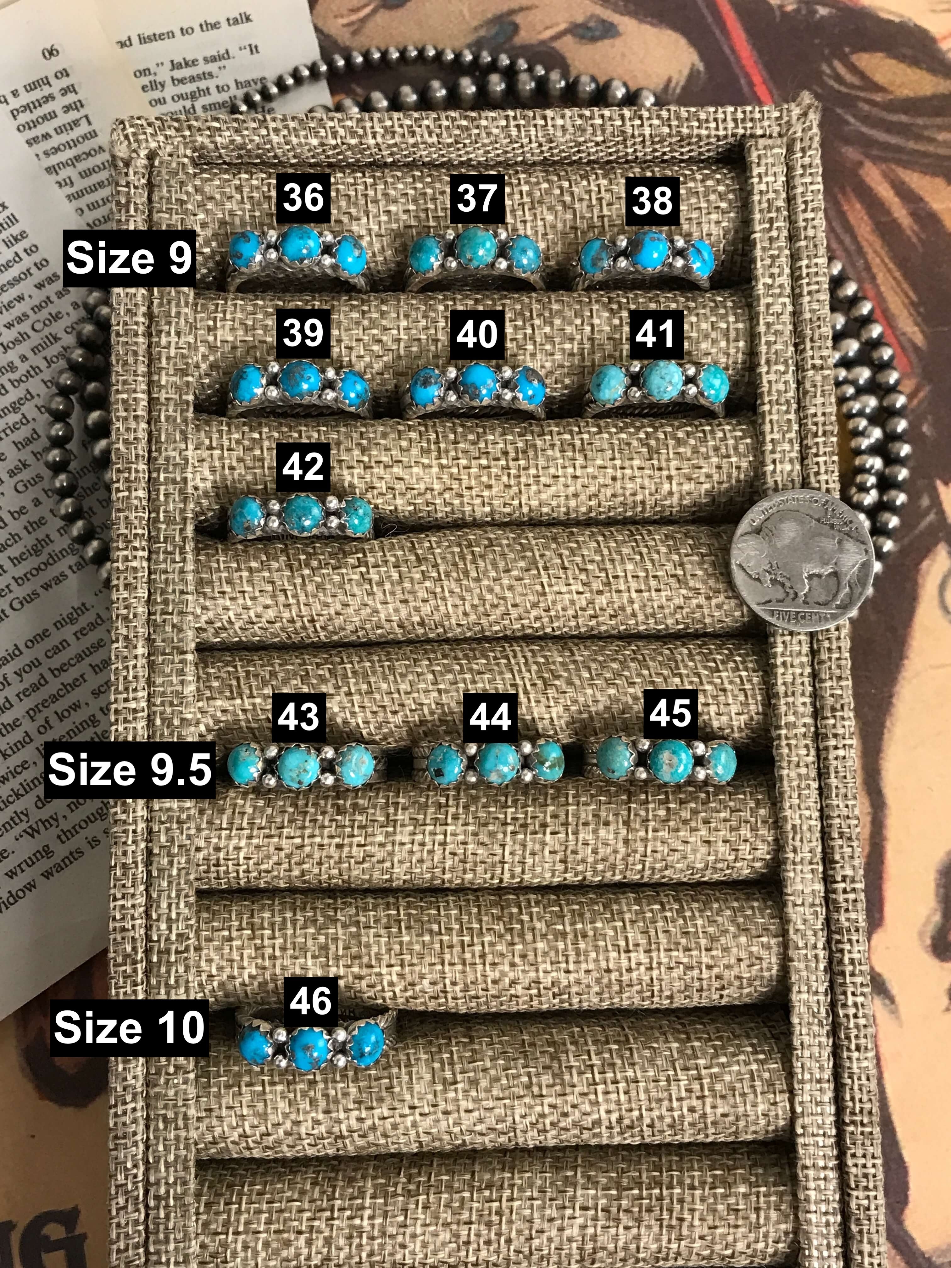 The Triple Stone Rings-Rings-Calli Co., Turquoise and Silver Jewelry, Native American Handmade, Zuni Tribe, Navajo Tribe, Brock Texas