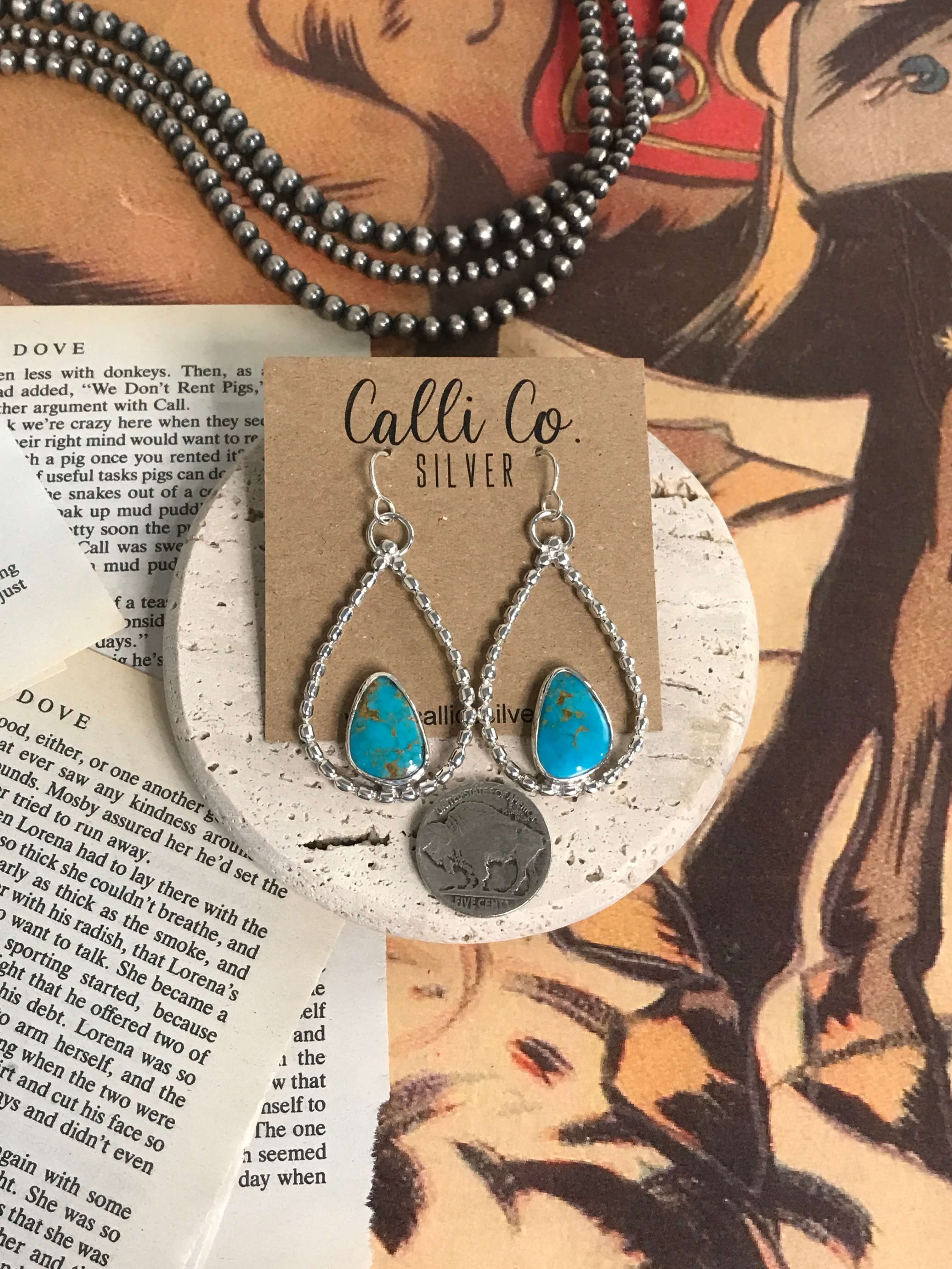The Keystone Hoop Earrings, 3-Earrings-Calli Co., Turquoise and Silver Jewelry, Native American Handmade, Zuni Tribe, Navajo Tribe, Brock Texas