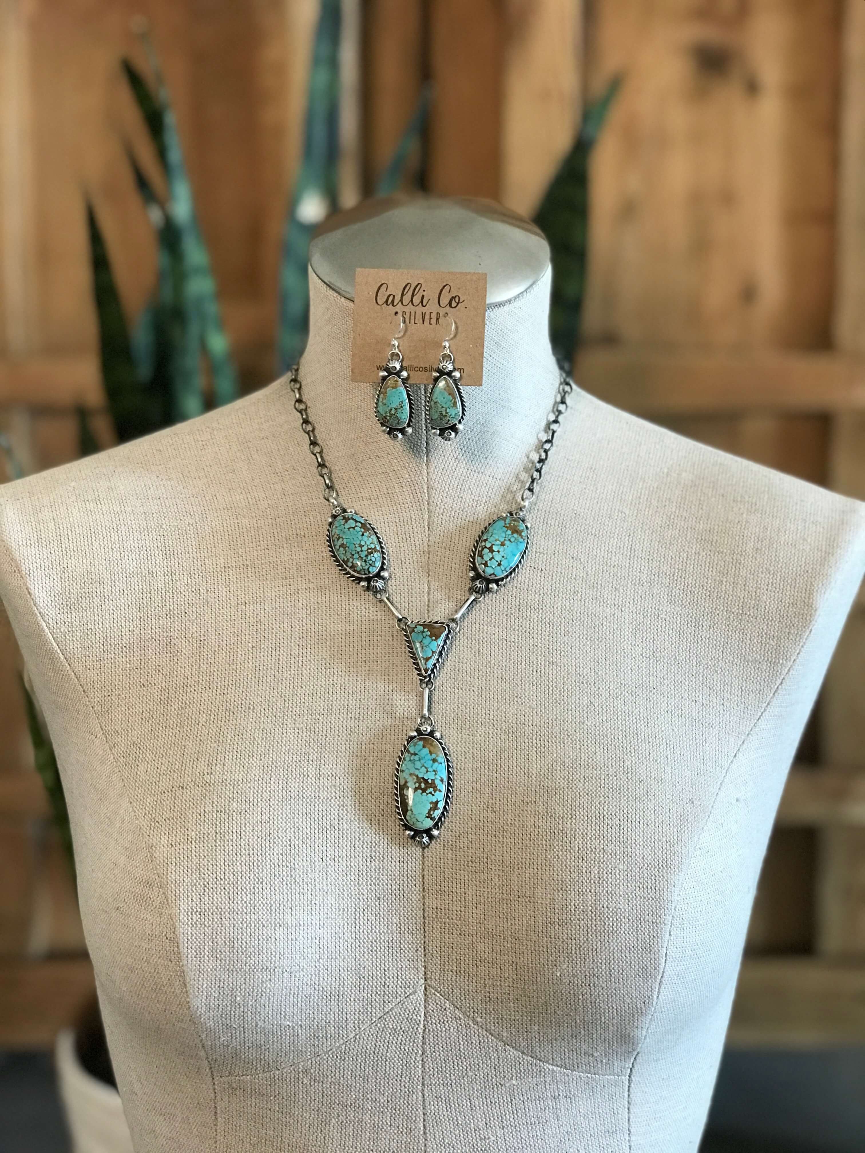 The Copeland Lariat Necklace Set, 7-Necklaces-Calli Co., Turquoise and Silver Jewelry, Native American Handmade, Zuni Tribe, Navajo Tribe, Brock Texas