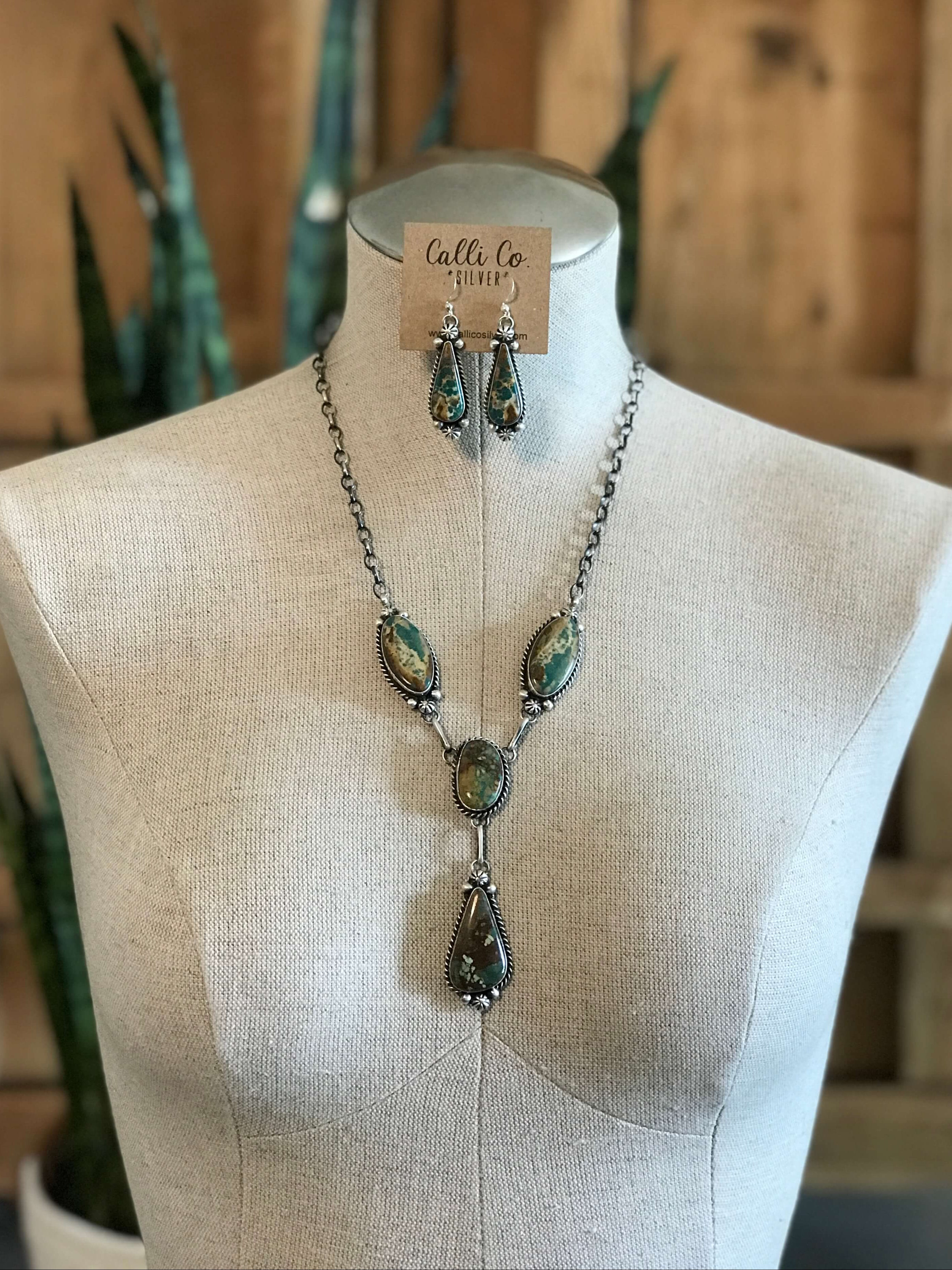 The Copeland Lariat Necklace Set, 8-Necklaces-Calli Co., Turquoise and Silver Jewelry, Native American Handmade, Zuni Tribe, Navajo Tribe, Brock Texas