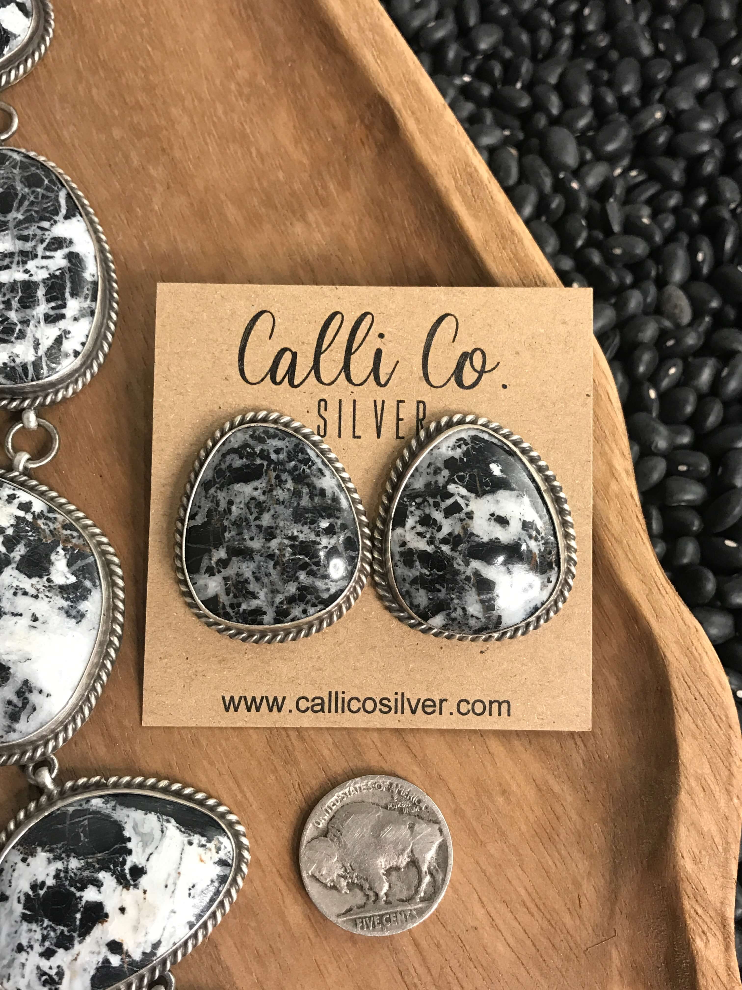 The Denali Lariat Necklace Set-Necklaces-Calli Co., Turquoise and Silver Jewelry, Native American Handmade, Zuni Tribe, Navajo Tribe, Brock Texas