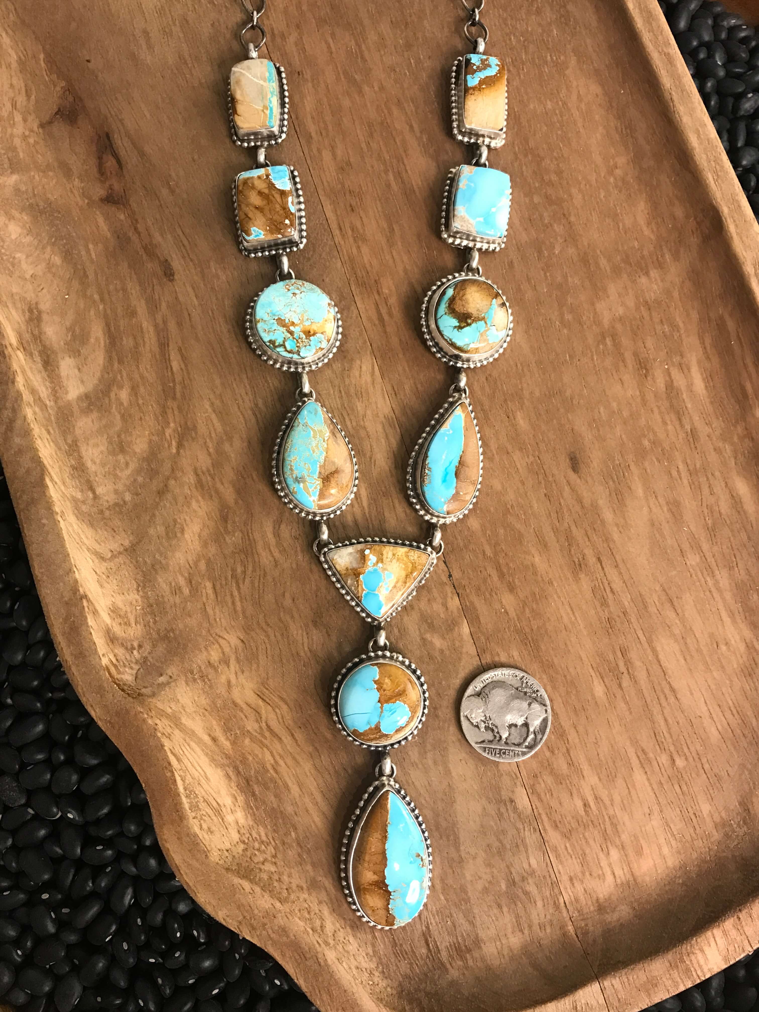 The Margo Lariat Necklace Set-Necklaces-Calli Co., Turquoise and Silver Jewelry, Native American Handmade, Zuni Tribe, Navajo Tribe, Brock Texas