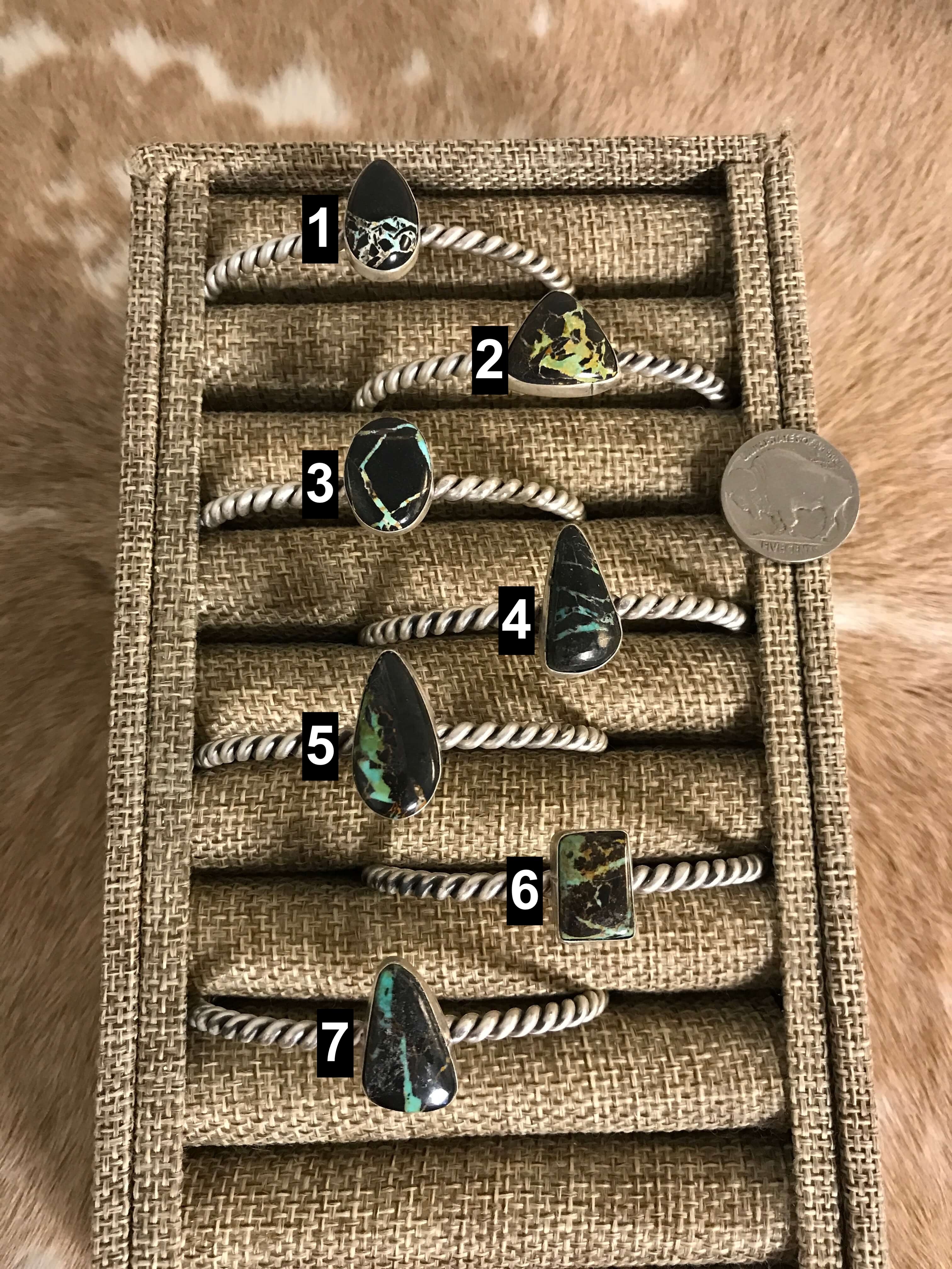 The Etta Black Jack Cuffs-Bracelets & Cuffs-Calli Co., Turquoise and Silver Jewelry, Native American Handmade, Zuni Tribe, Navajo Tribe, Brock Texas