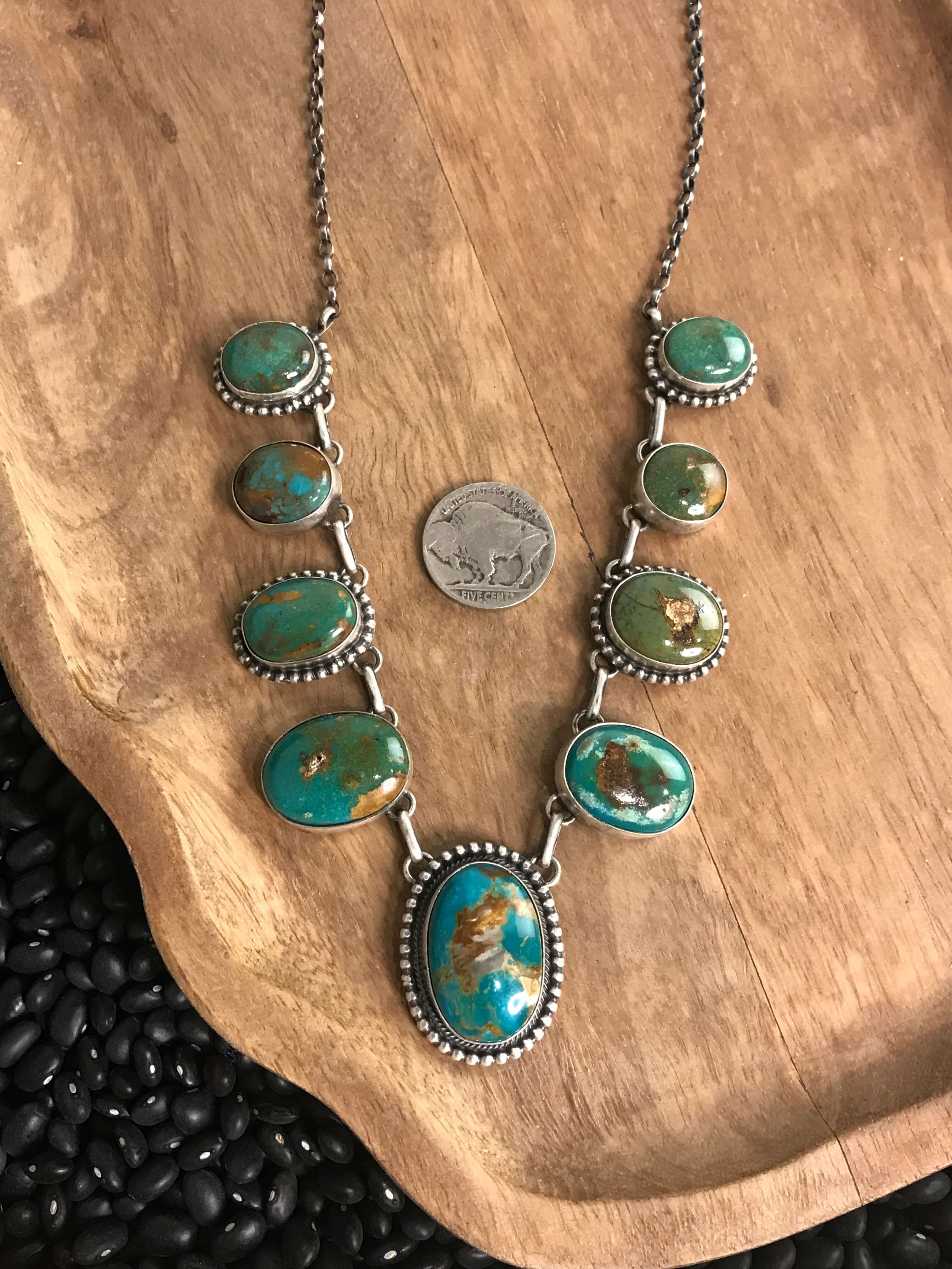 The Kiowa Turquoise Statement Necklace-Necklaces-Calli Co., Turquoise and Silver Jewelry, Native American Handmade, Zuni Tribe, Navajo Tribe, Brock Texas