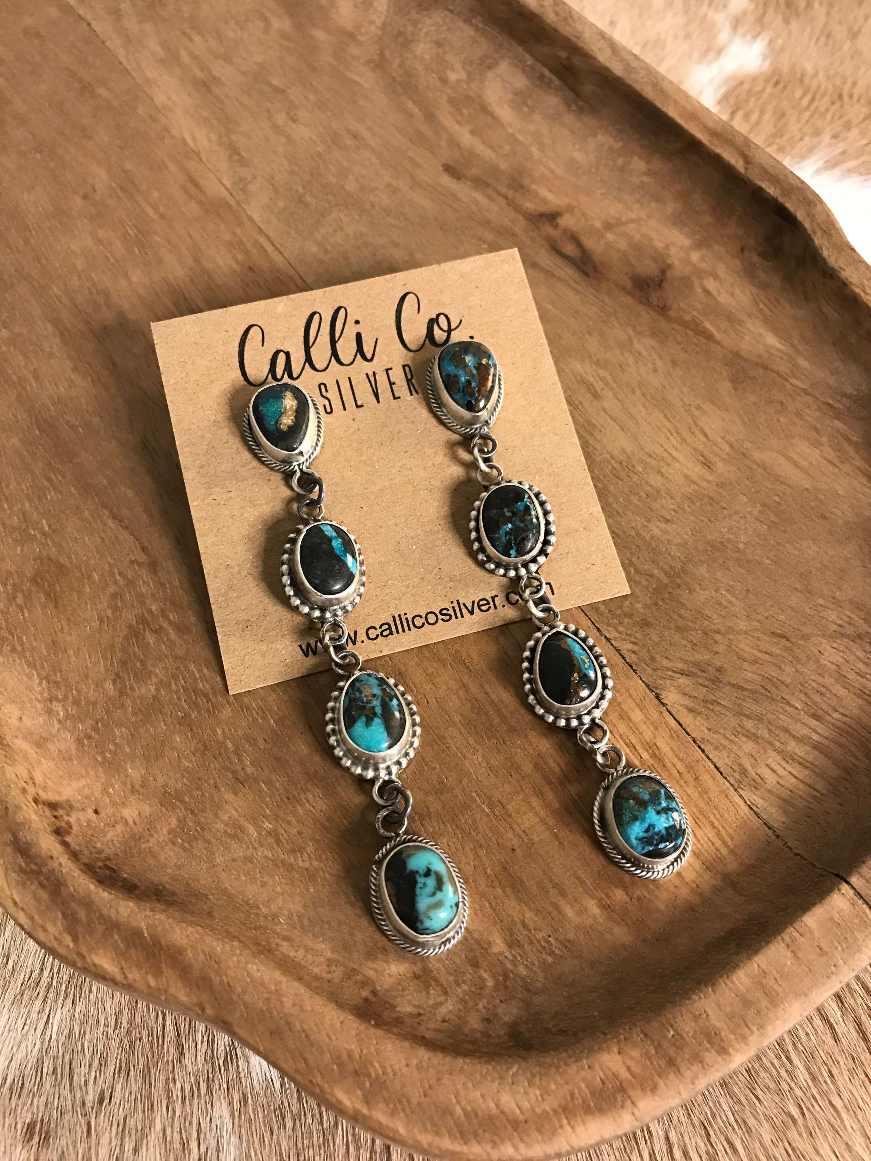The Josie Black Jack Earrings xx-Earrings-Calli Co., Turquoise and Silver Jewelry, Native American Handmade, Zuni Tribe, Navajo Tribe, Brock Texas