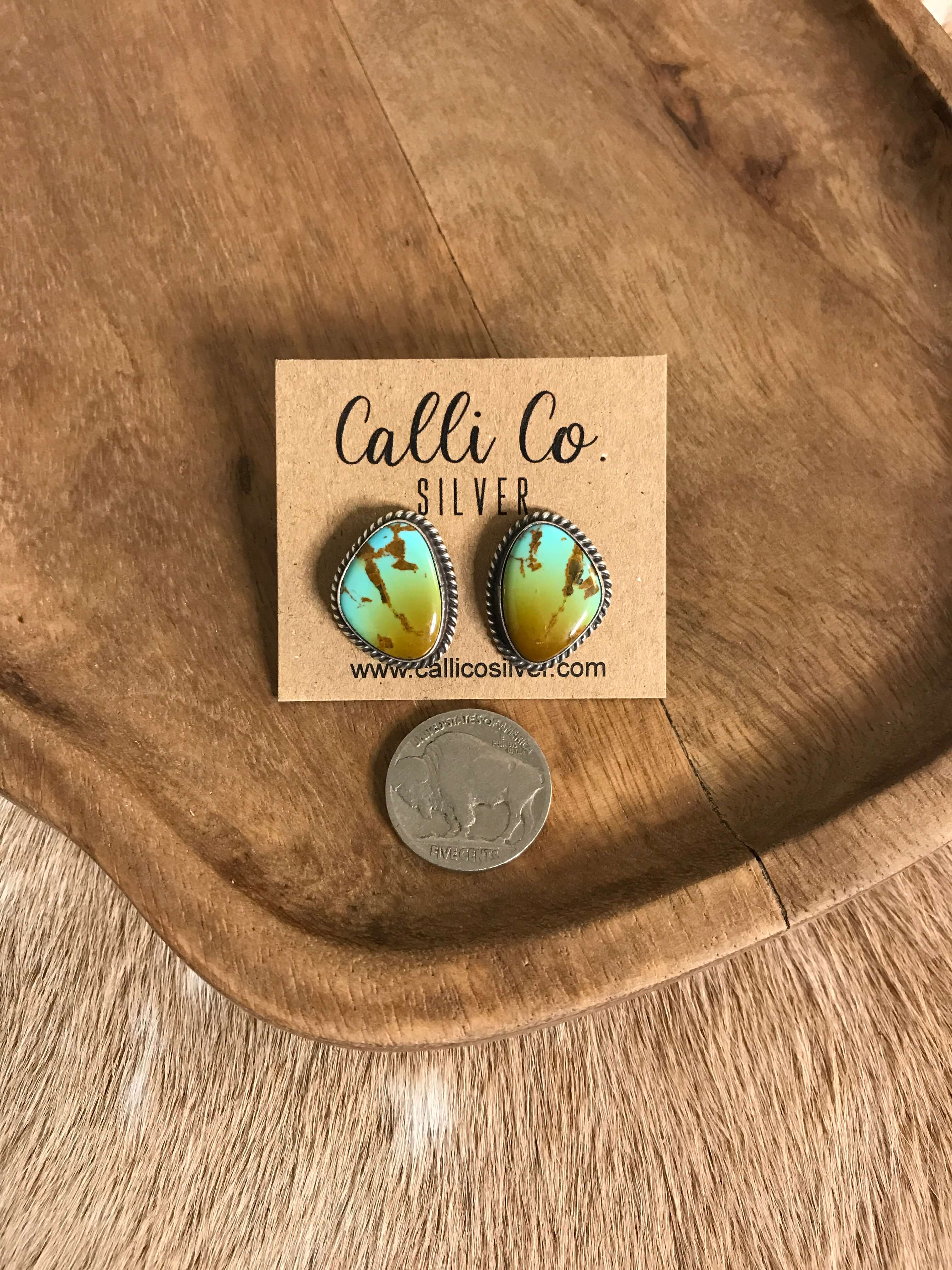 The Turquoise Studs, 67-Earrings-Calli Co., Turquoise and Silver Jewelry, Native American Handmade, Zuni Tribe, Navajo Tribe, Brock Texas