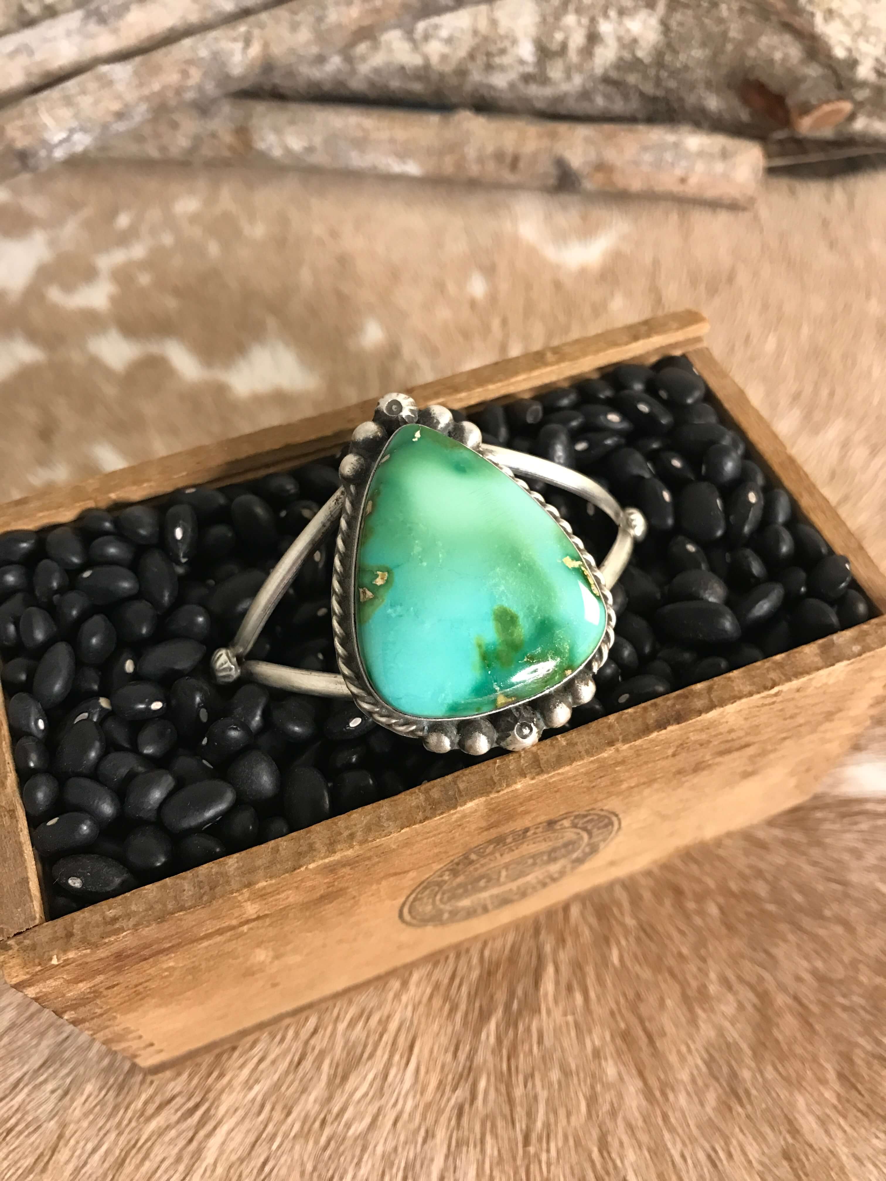 The Winifred Turquoise Cuff, 2-Bracelets & Cuffs-Calli Co., Turquoise and Silver Jewelry, Native American Handmade, Zuni Tribe, Navajo Tribe, Brock Texas