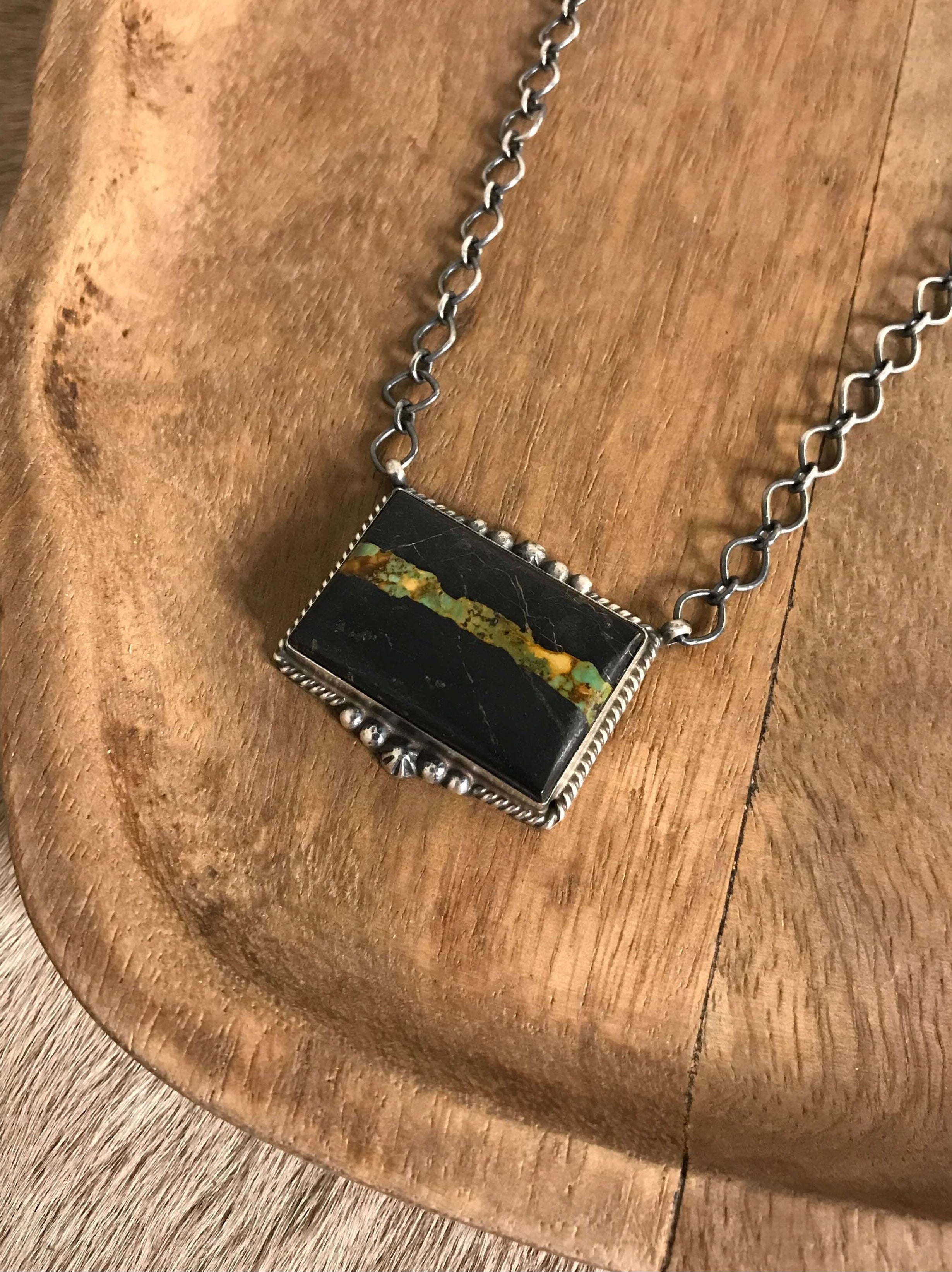 The Vista Black Jack Necklace, 6 xx-Necklaces-Calli Co., Turquoise and Silver Jewelry, Native American Handmade, Zuni Tribe, Navajo Tribe, Brock Texas