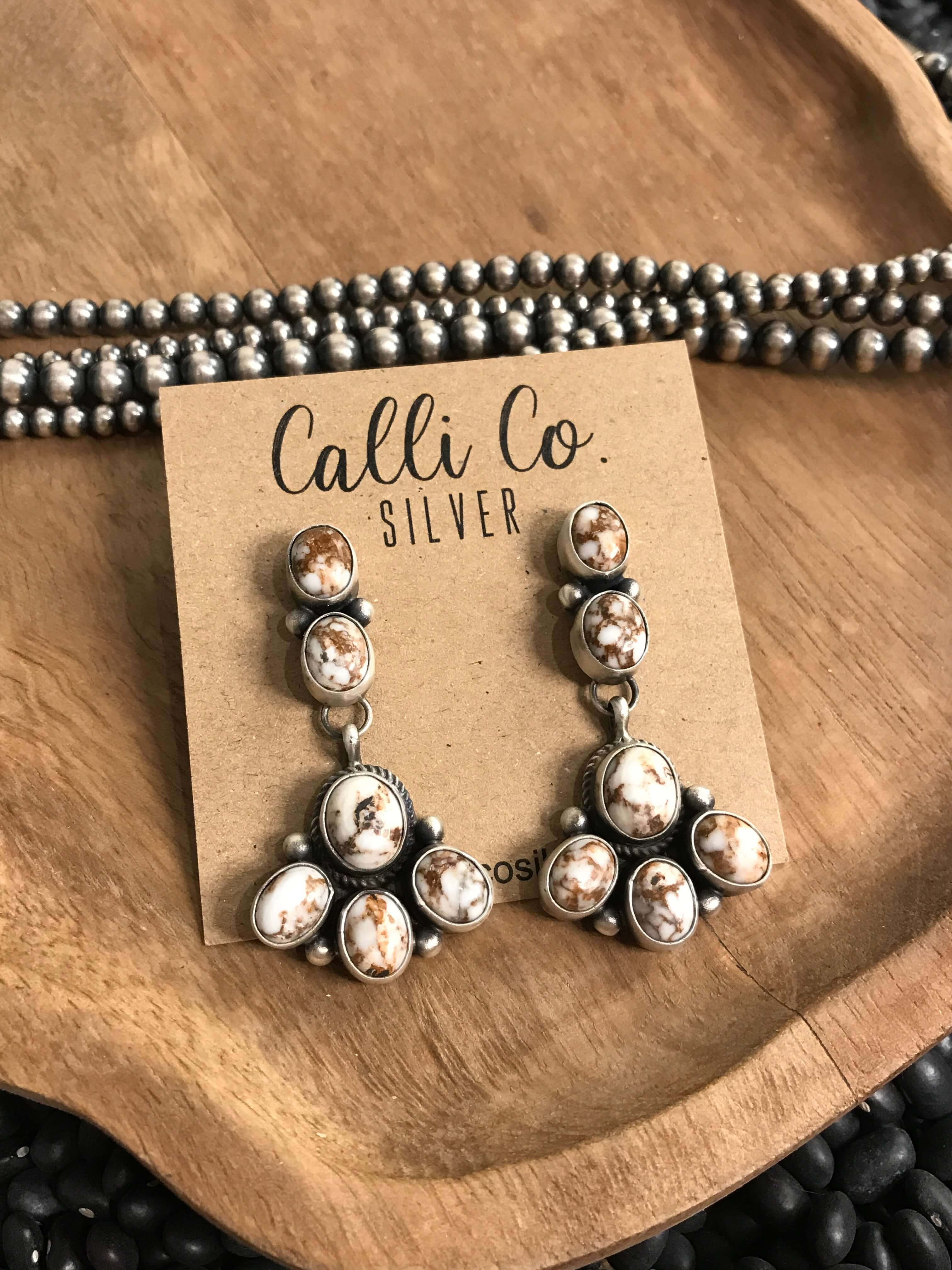 The Lennox Wild Horse Statement Earrings, 1-Earrings-Calli Co., Turquoise and Silver Jewelry, Native American Handmade, Zuni Tribe, Navajo Tribe, Brock Texas