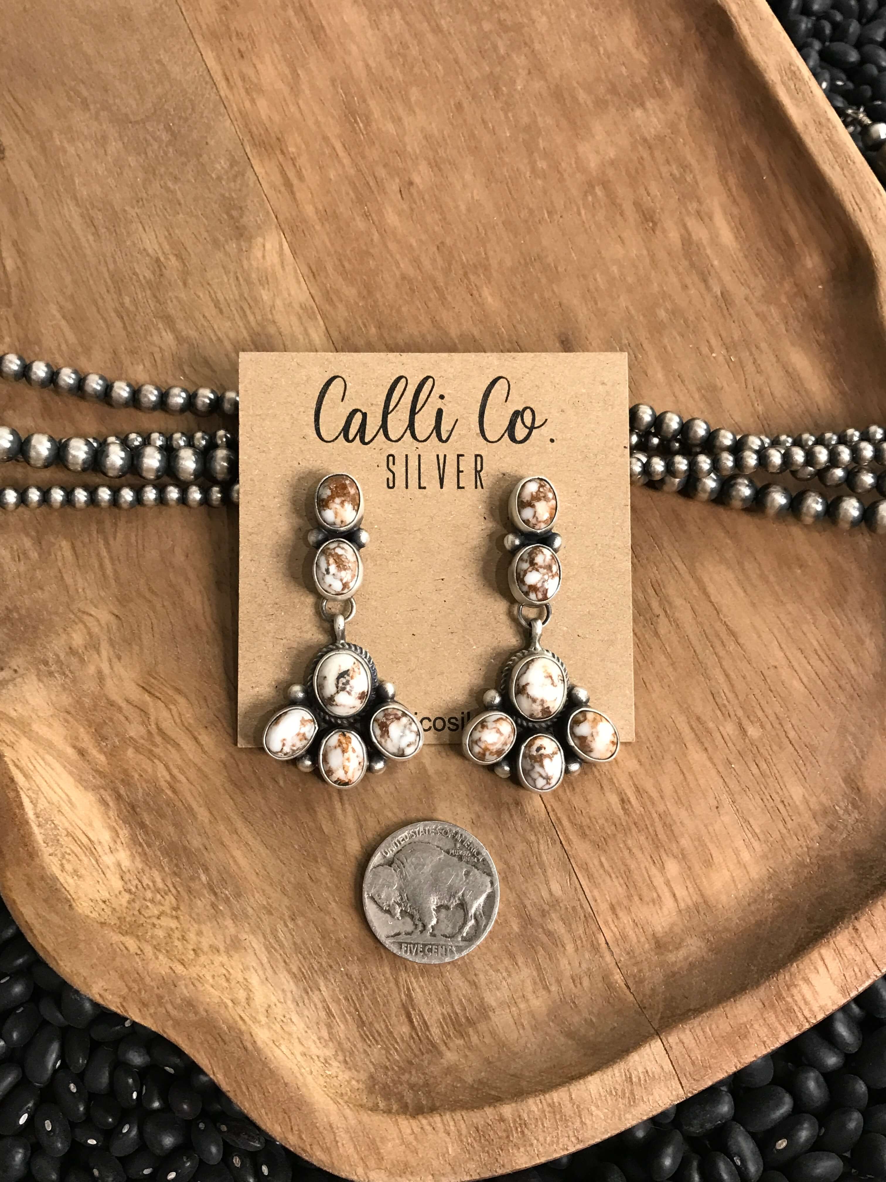 The Lennox Wild Horse Statement Earrings, 1-Earrings-Calli Co., Turquoise and Silver Jewelry, Native American Handmade, Zuni Tribe, Navajo Tribe, Brock Texas