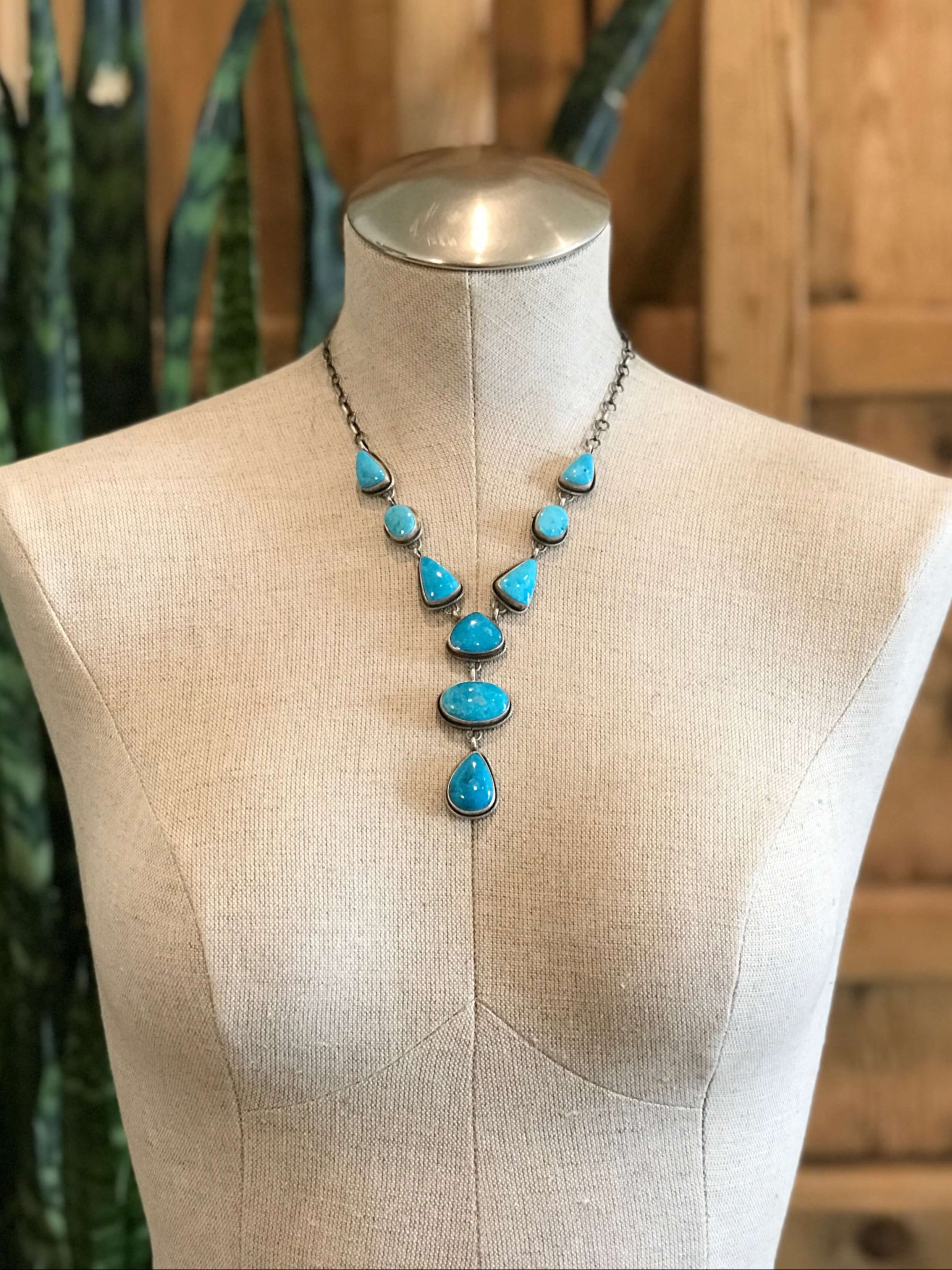 The Lina Lariat Necklace-Necklaces-Calli Co., Turquoise and Silver Jewelry, Native American Handmade, Zuni Tribe, Navajo Tribe, Brock Texas