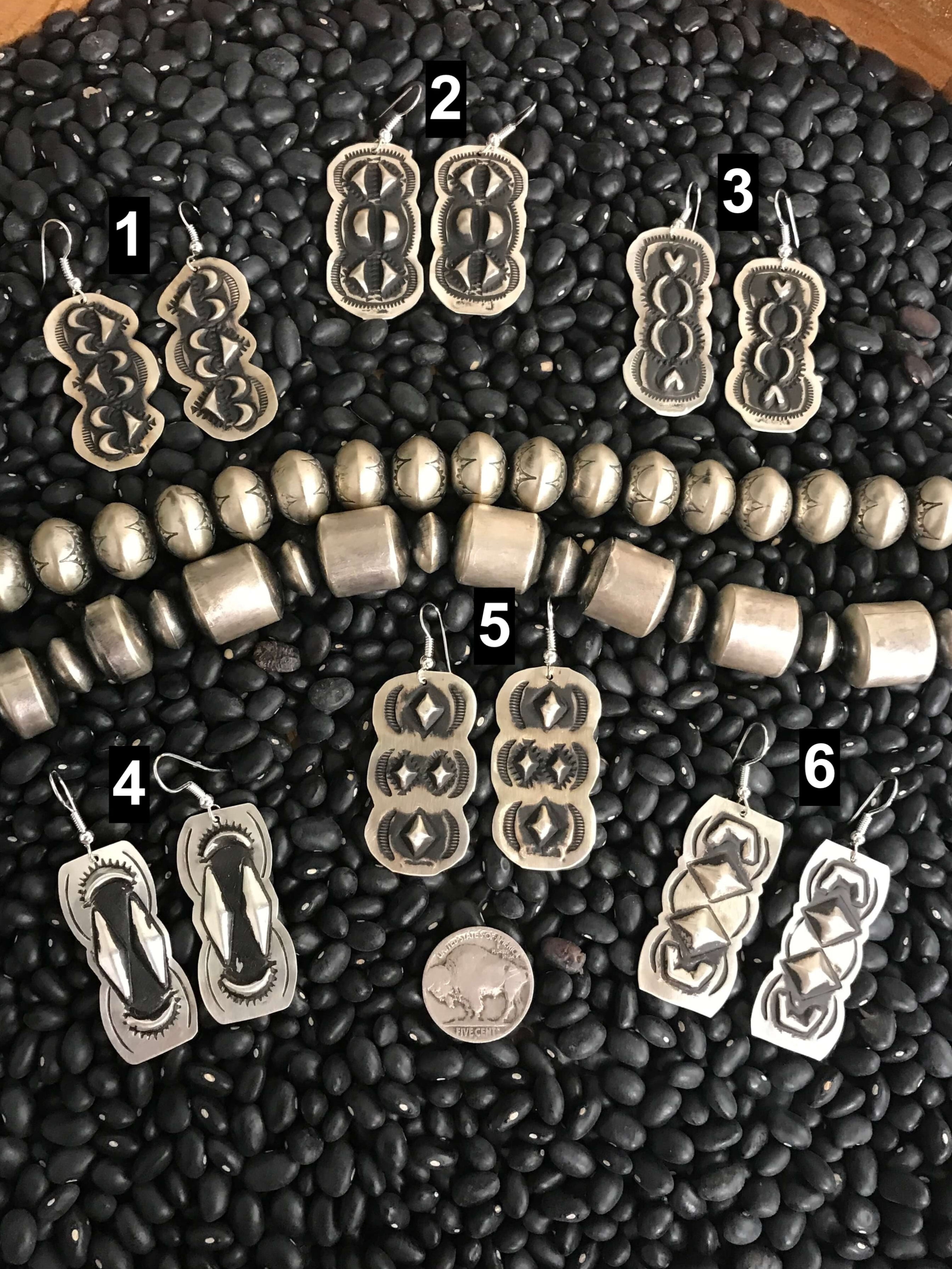 The Pueblo Stamped Earrings-Earrings-Calli Co., Turquoise and Silver Jewelry, Native American Handmade, Zuni Tribe, Navajo Tribe, Brock Texas