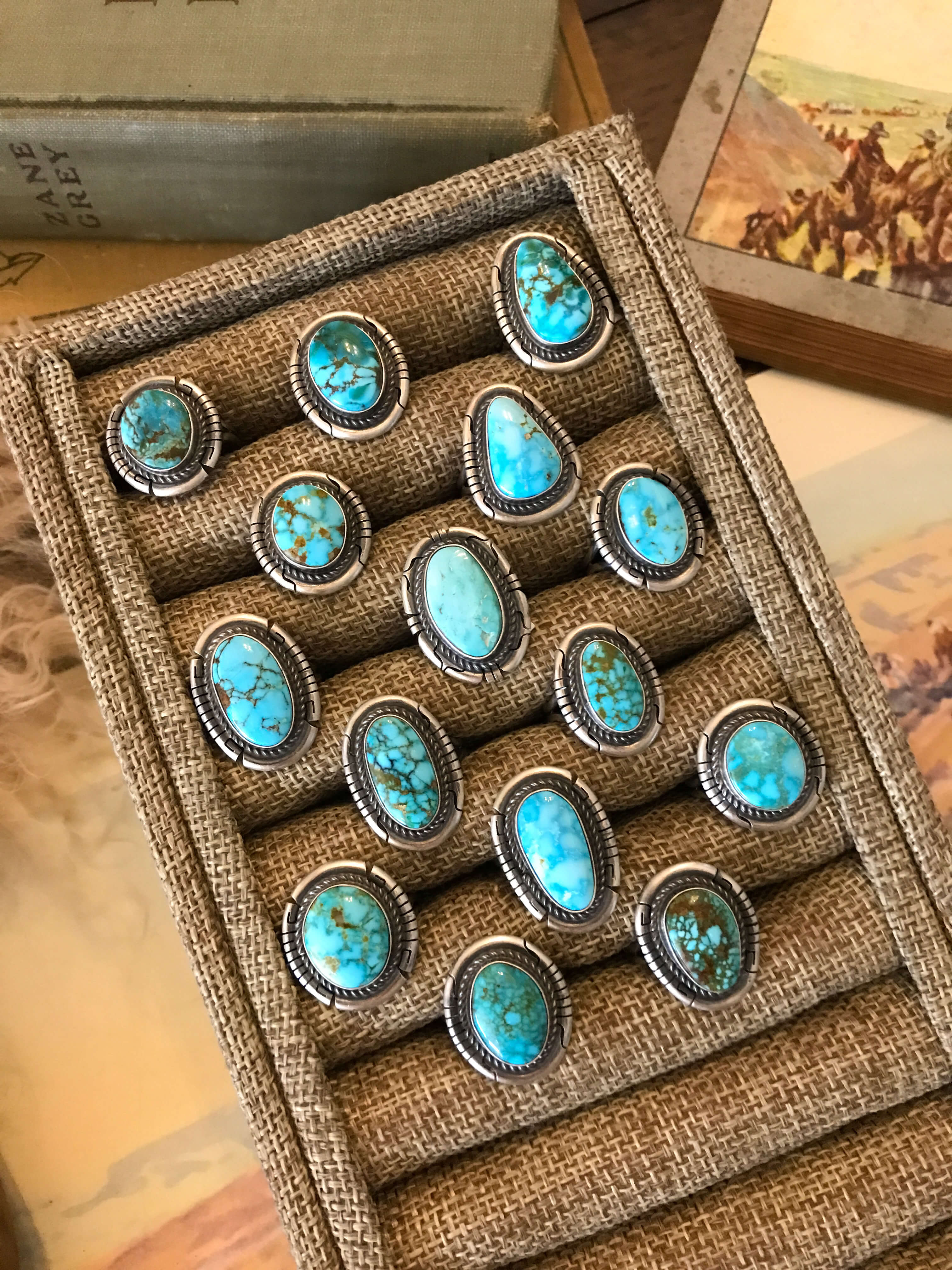The Yale Rings in Blue Turquoise-Rings-Calli Co., Turquoise and Silver Jewelry, Native American Handmade, Zuni Tribe, Navajo Tribe, Brock Texas