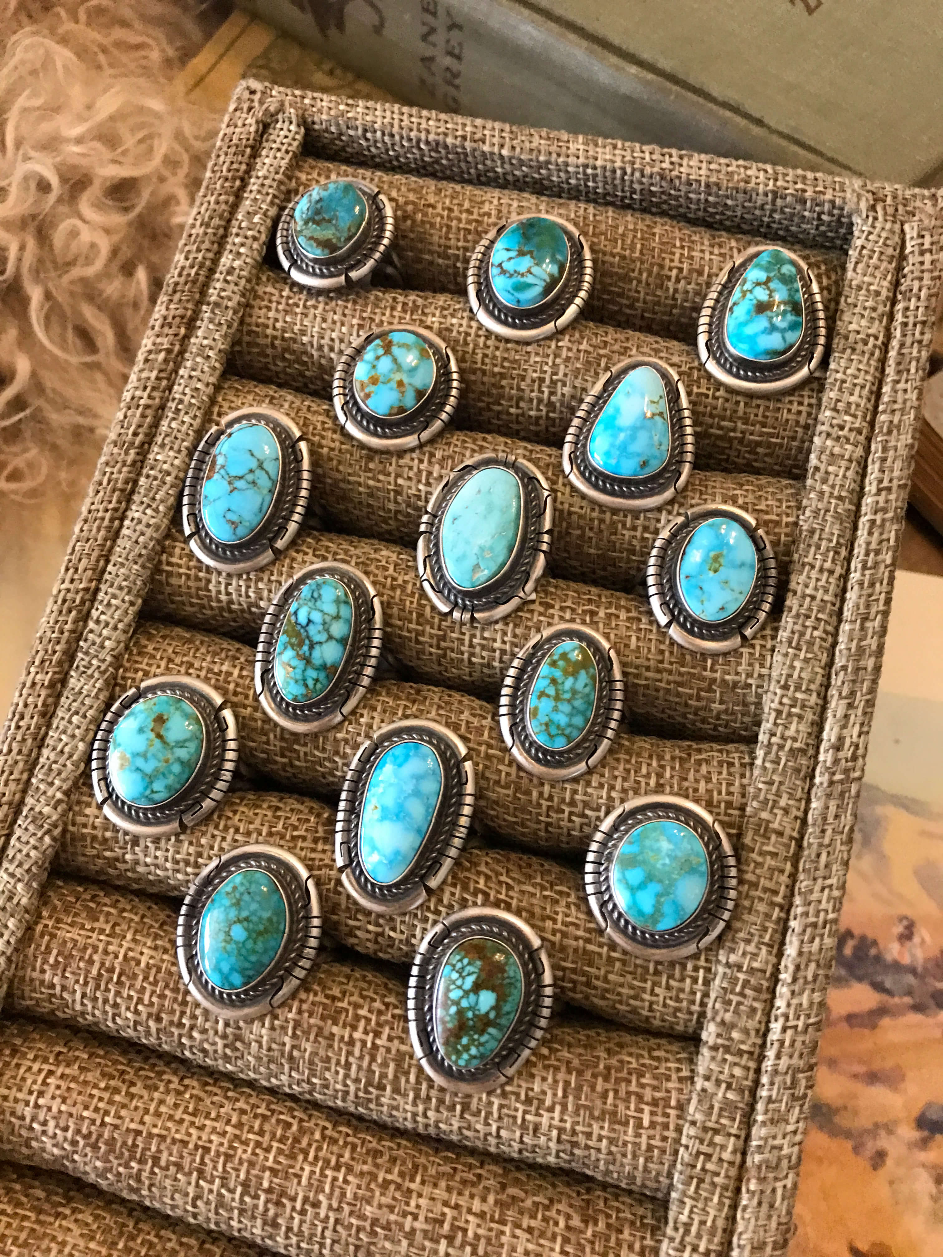 The Yale Rings in Blue Turquoise-Rings-Calli Co., Turquoise and Silver Jewelry, Native American Handmade, Zuni Tribe, Navajo Tribe, Brock Texas