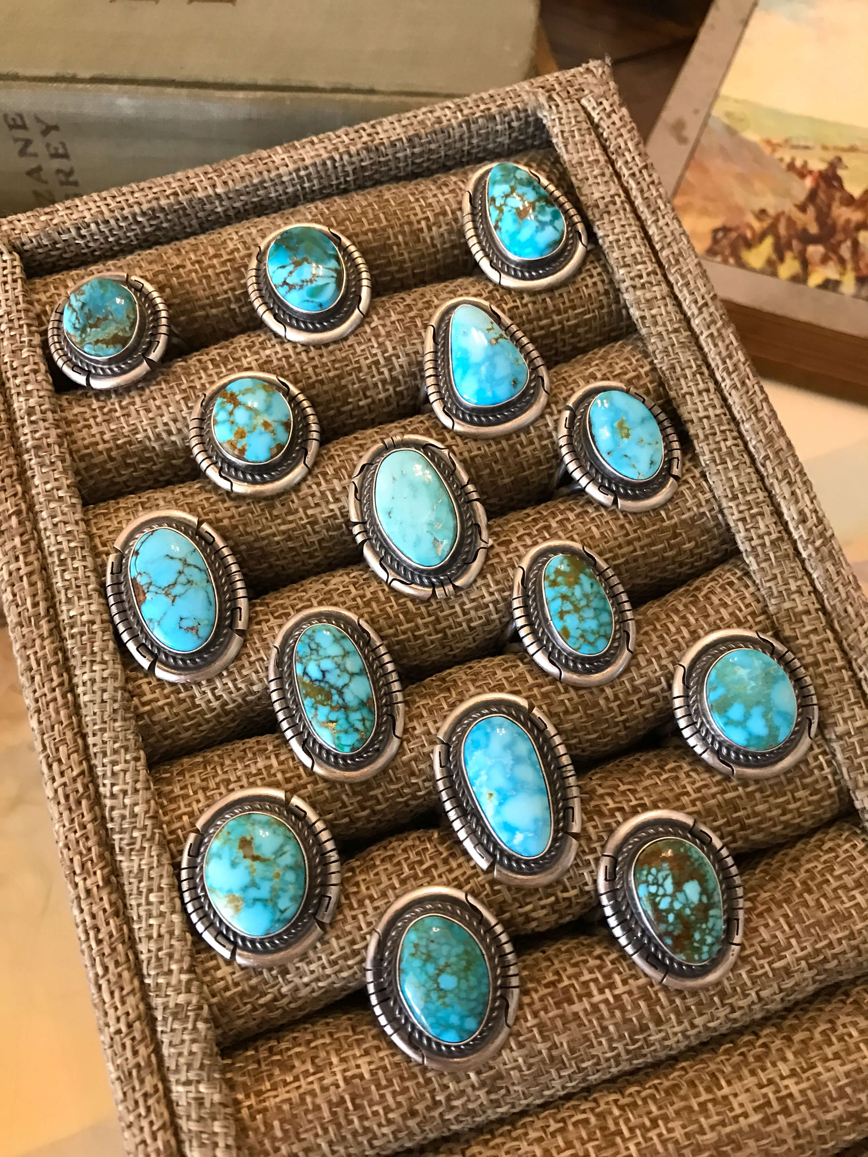The Yale Rings in Blue Turquoise-Rings-Calli Co., Turquoise and Silver Jewelry, Native American Handmade, Zuni Tribe, Navajo Tribe, Brock Texas