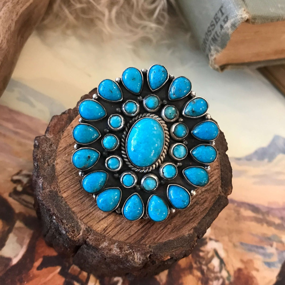 Western Fashion Rings made from Authentic Turquoise Stones and Sterling Silver. Handmade Native American jewelry.