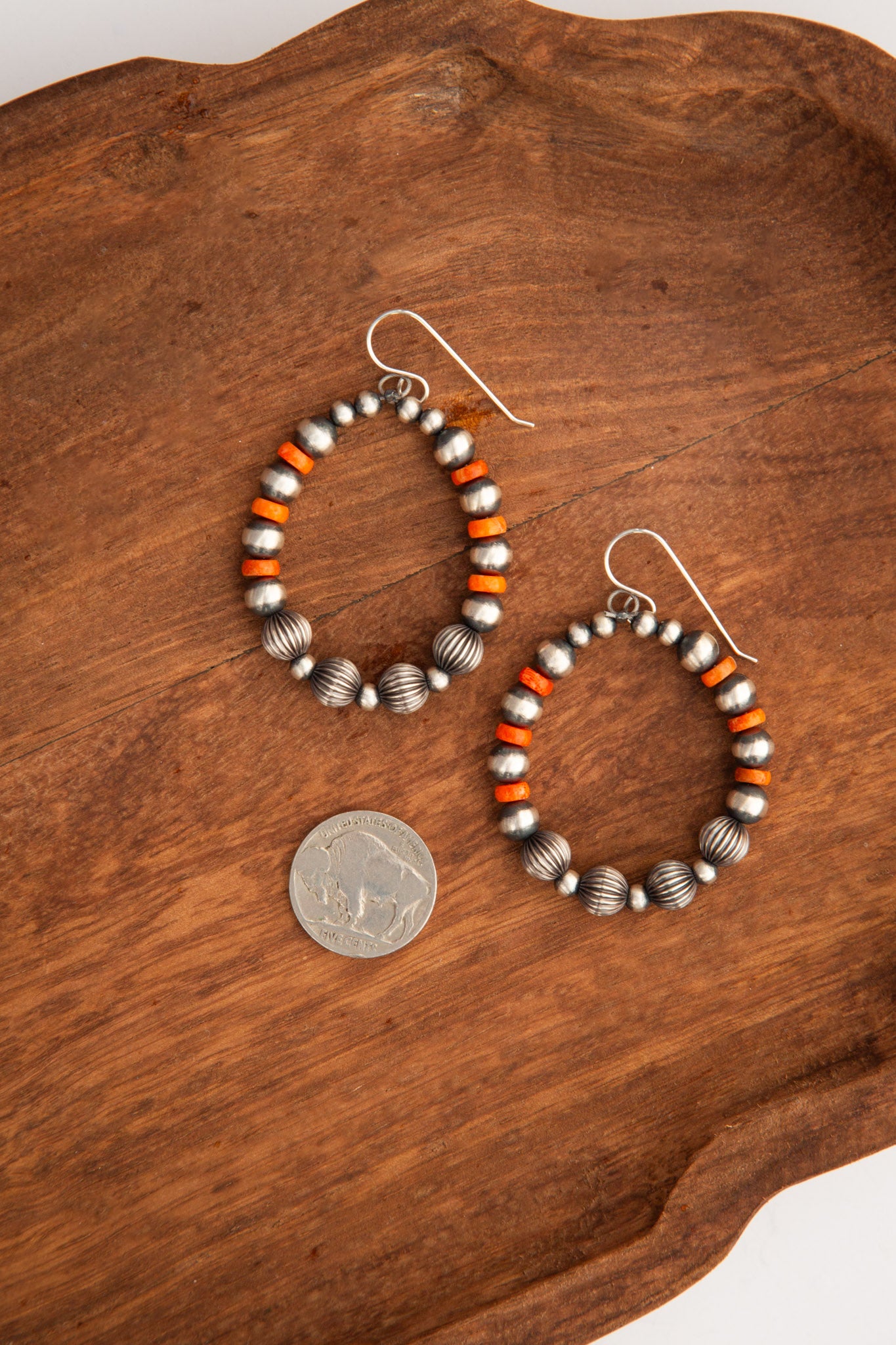 The Hidalgo Pearl Hoop Earrings-Earrings-Calli Co., Turquoise and Silver Jewelry, Native American Handmade, Zuni Tribe, Navajo Tribe, Brock Texas