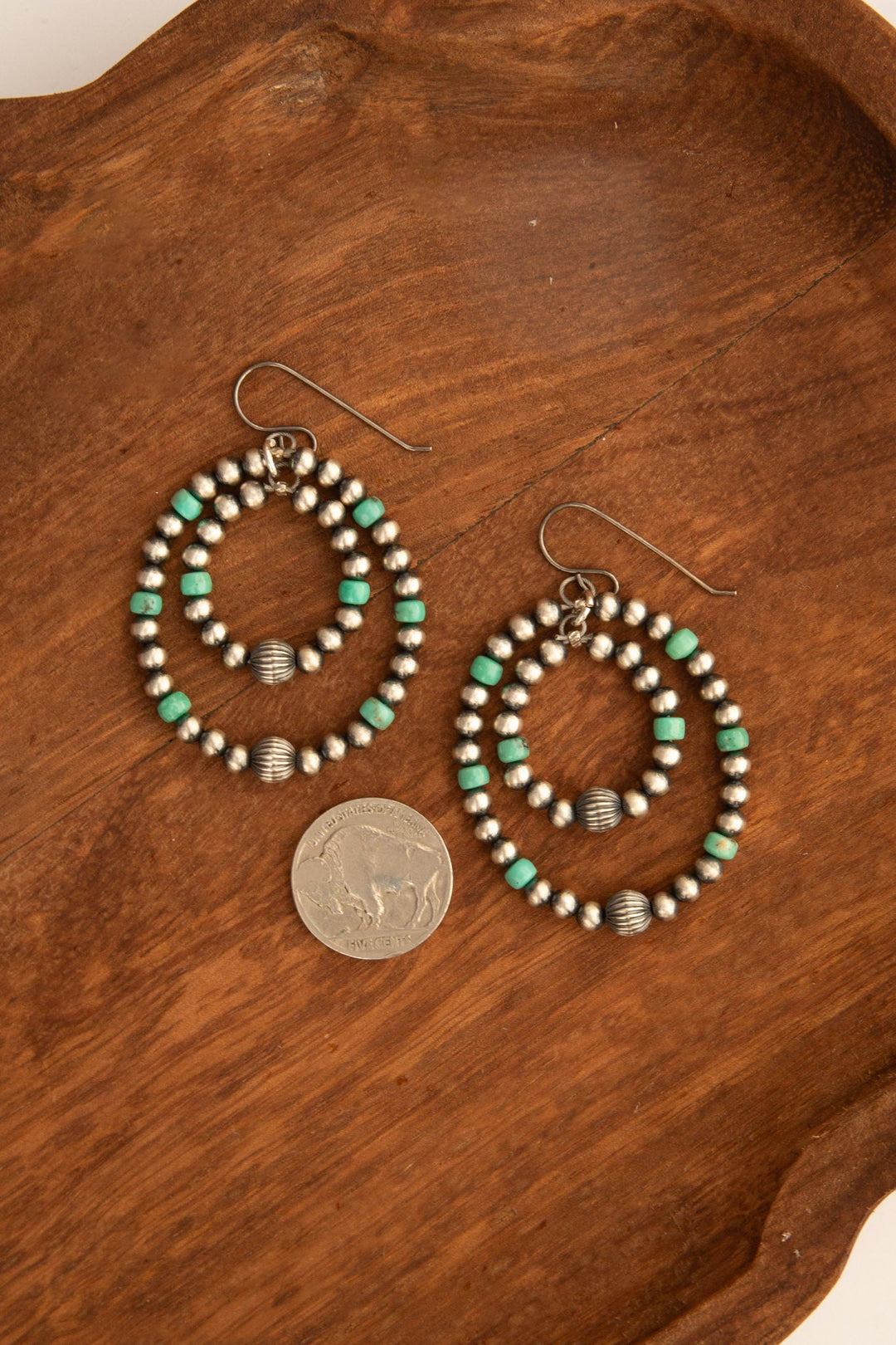 The Harper Turquoise and Pearl Earrings-Earrings-Calli Co., Turquoise and Silver Jewelry, Native American Handmade, Zuni Tribe, Navajo Tribe, Brock Texas