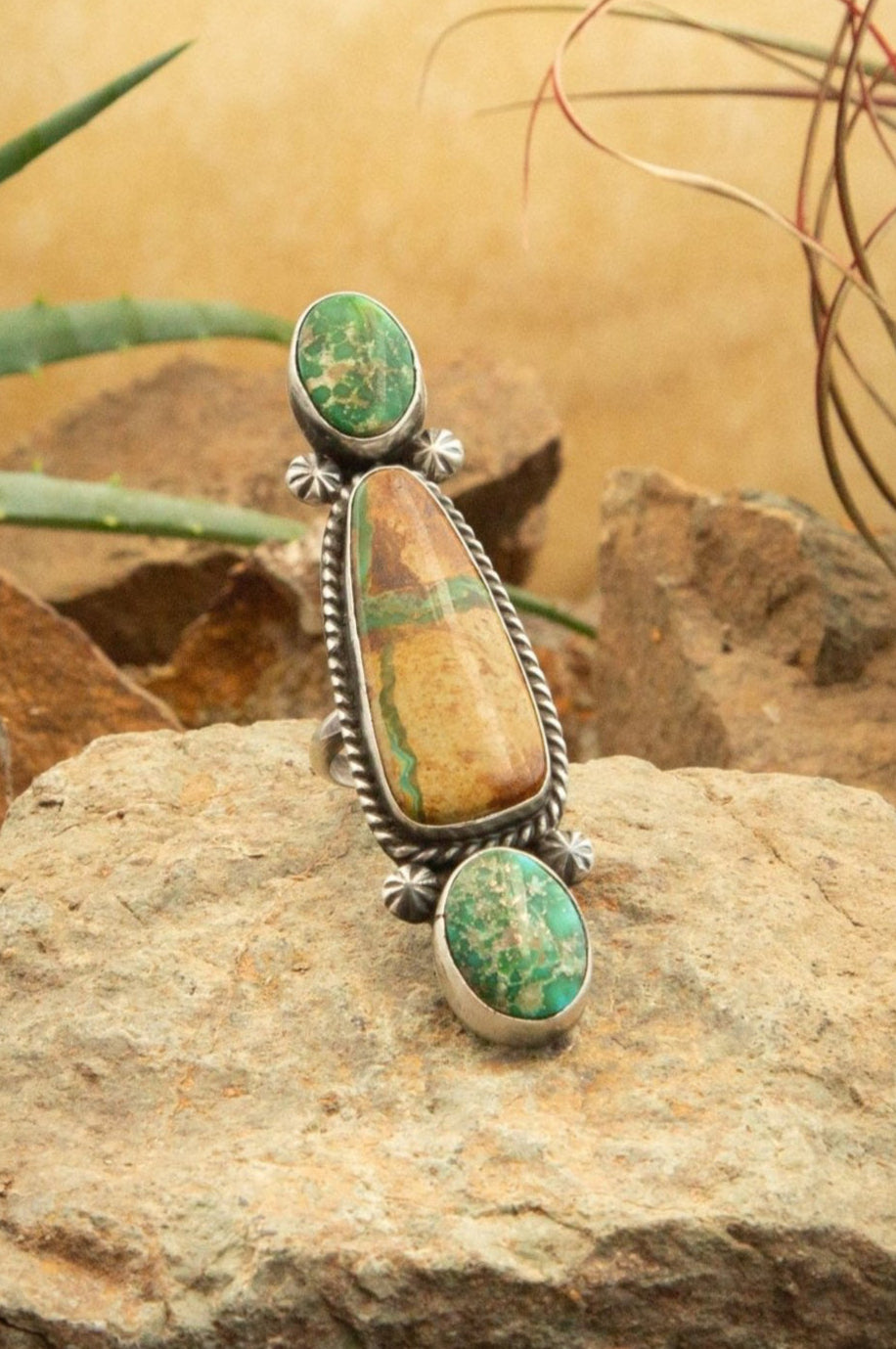 ヴィンテージ！3 Stones Native Style ブレスレット callicoturquoise_andsterlin_gs