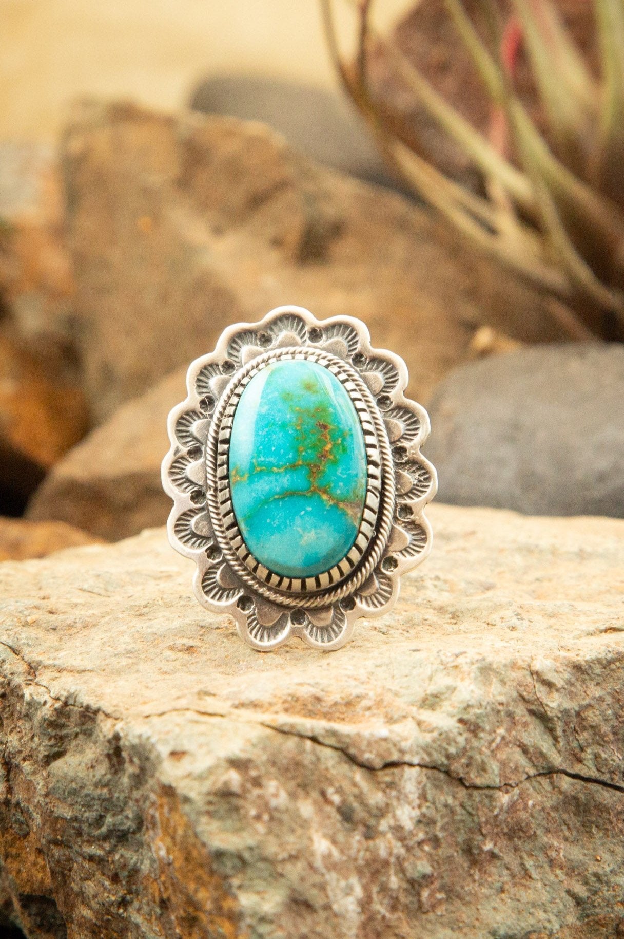 Turquoise Coral Ladies 2024 Ring Navajo Sterling Nature Design 0890