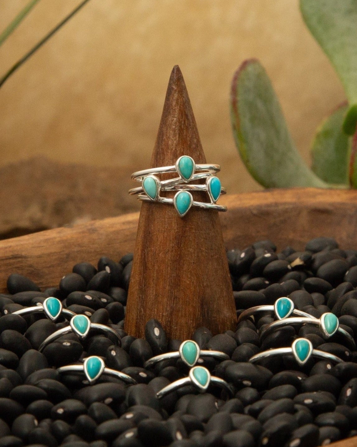 The Turquoise Teardrop Ring-Rings-Calli Co., Turquoise and Silver Jewelry, Native American Handmade, Zuni Tribe, Navajo Tribe, Brock Texas
