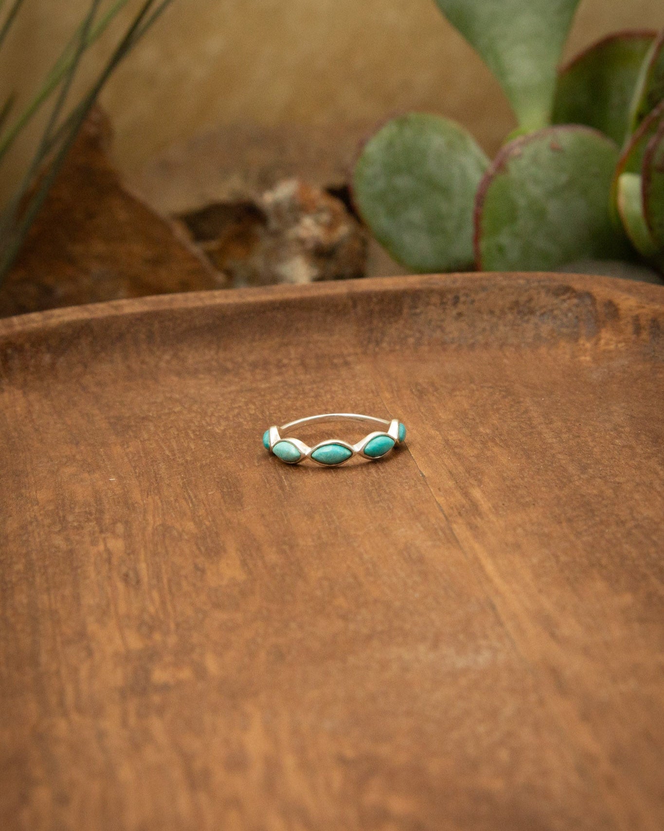 The Turquoise 5 Stone Ring-Rings-Calli Co., Turquoise and Silver Jewelry, Native American Handmade, Zuni Tribe, Navajo Tribe, Brock Texas