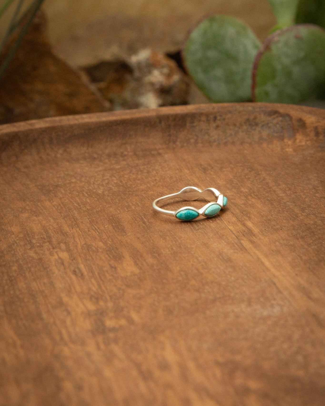 The Turquoise 5 Stone Ring-Rings-Calli Co., Turquoise and Silver Jewelry, Native American Handmade, Zuni Tribe, Navajo Tribe, Brock Texas