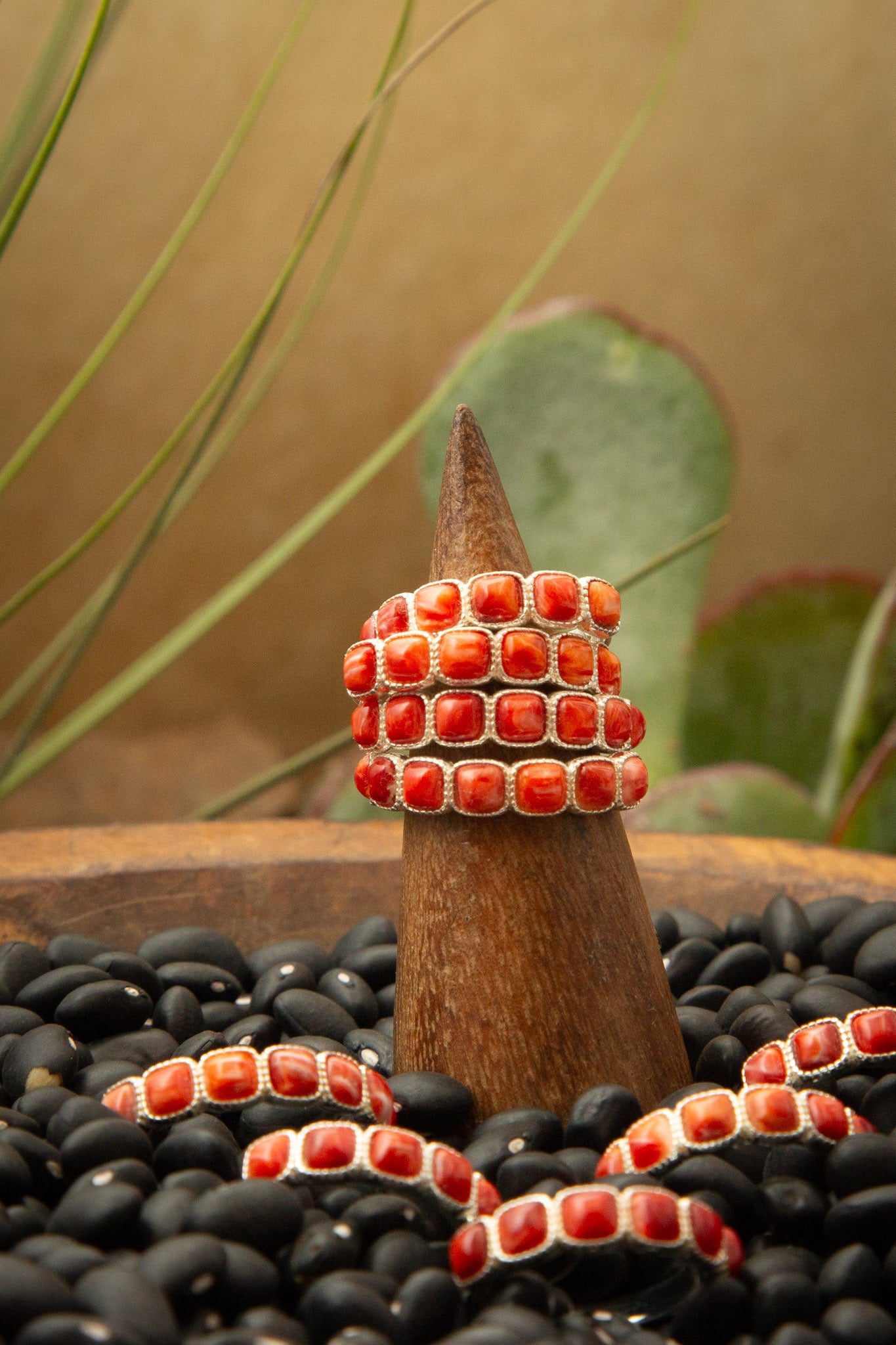 The Red Spiny Stacking Ring-Rings-Calli Co., Turquoise and Silver Jewelry, Native American Handmade, Zuni Tribe, Navajo Tribe, Brock Texas