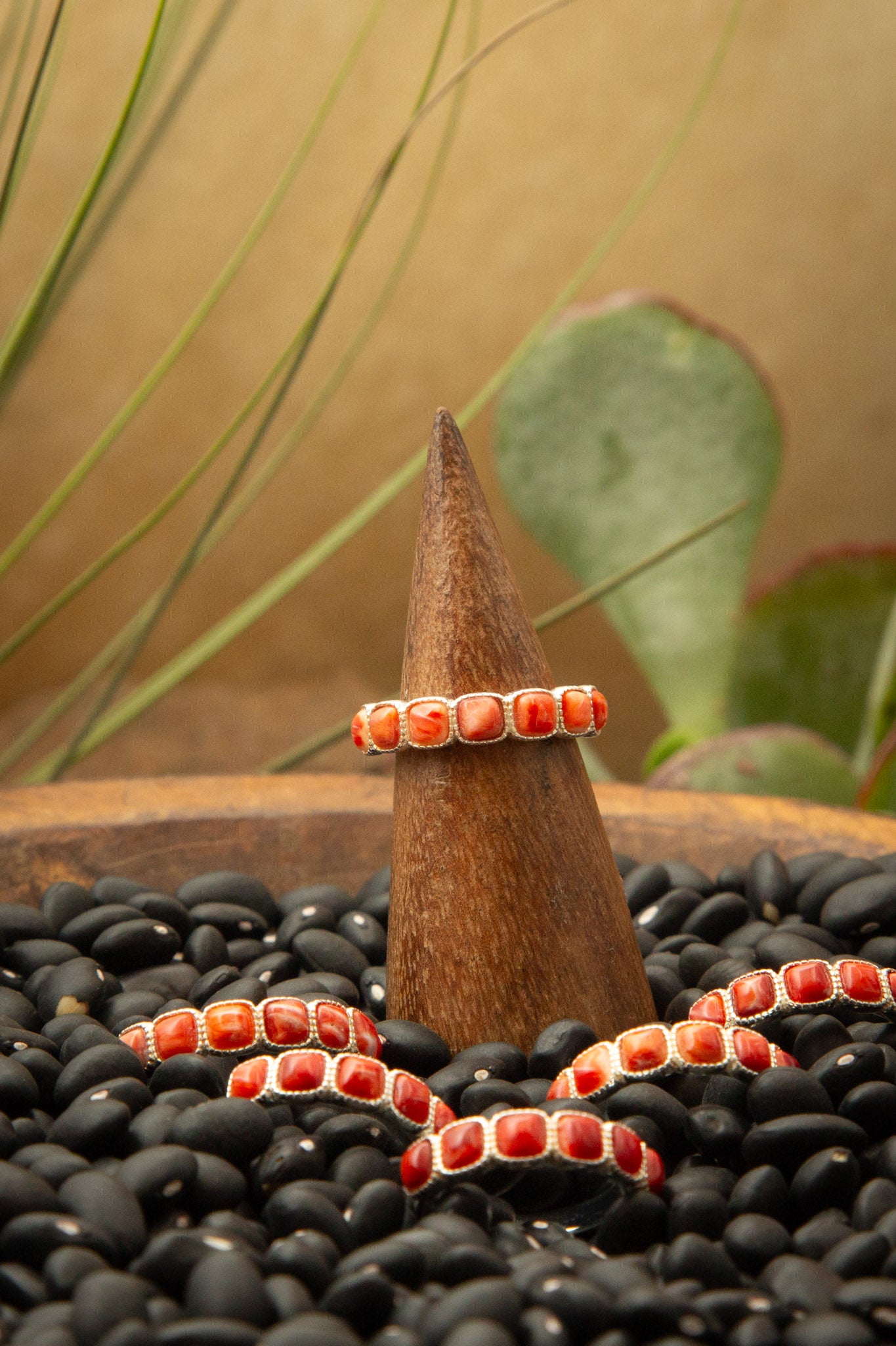 The Red Spiny Stacking Ring-Rings-Calli Co., Turquoise and Silver Jewelry, Native American Handmade, Zuni Tribe, Navajo Tribe, Brock Texas