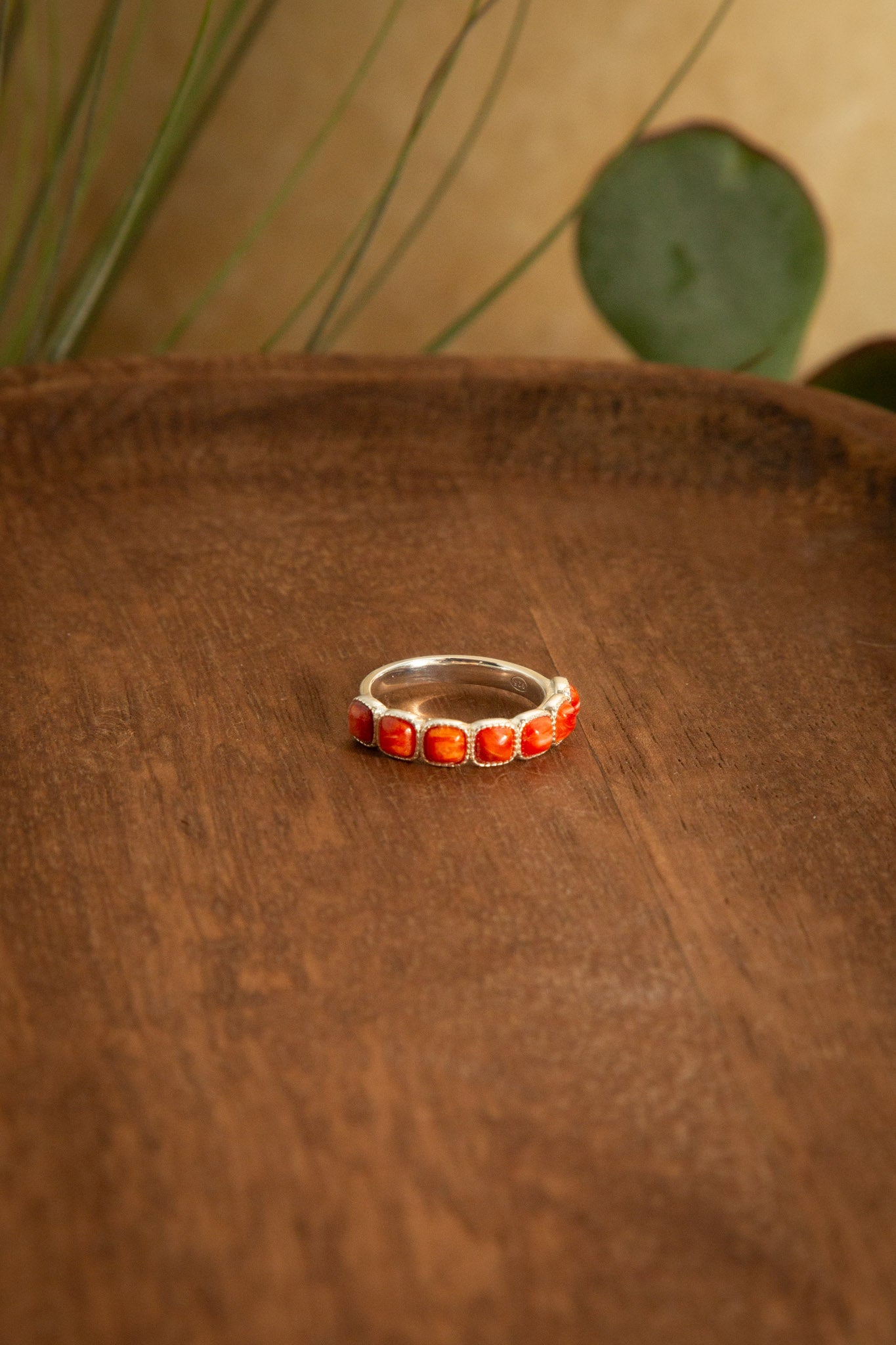 The Red Spiny Stacking Ring-Rings-Calli Co., Turquoise and Silver Jewelry, Native American Handmade, Zuni Tribe, Navajo Tribe, Brock Texas