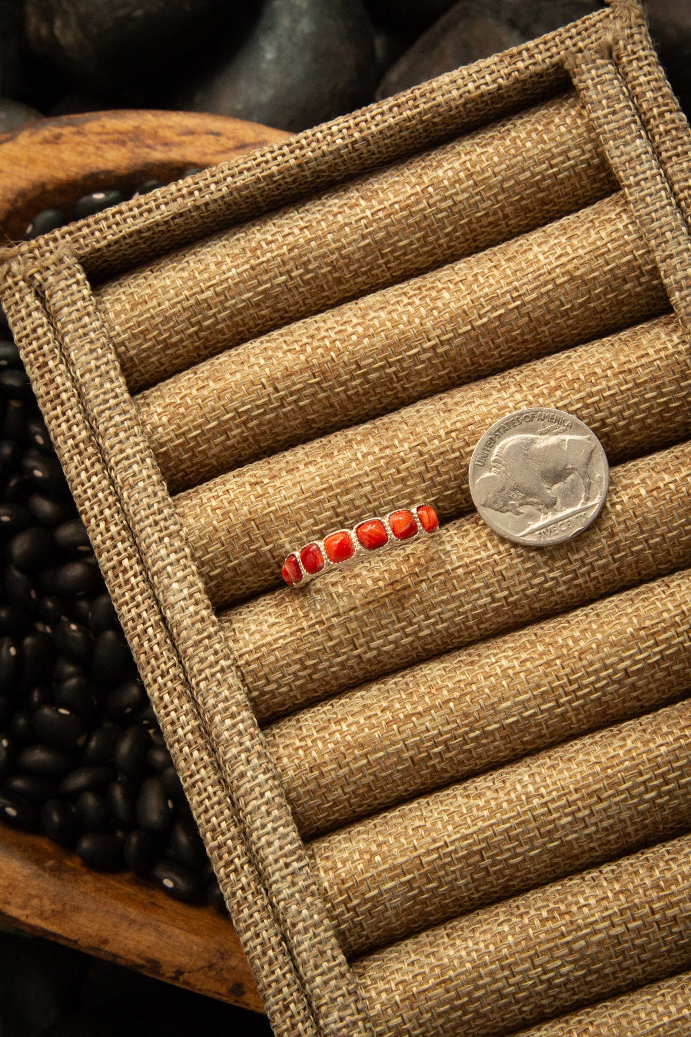 The Red Spiny Stacking Ring-Rings-Calli Co., Turquoise and Silver Jewelry, Native American Handmade, Zuni Tribe, Navajo Tribe, Brock Texas