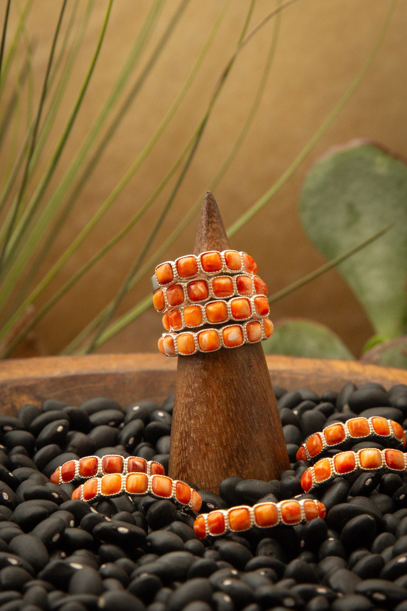The Orange Spiny Stacking Ring-Rings-Calli Co., Turquoise and Silver Jewelry, Native American Handmade, Zuni Tribe, Navajo Tribe, Brock Texas