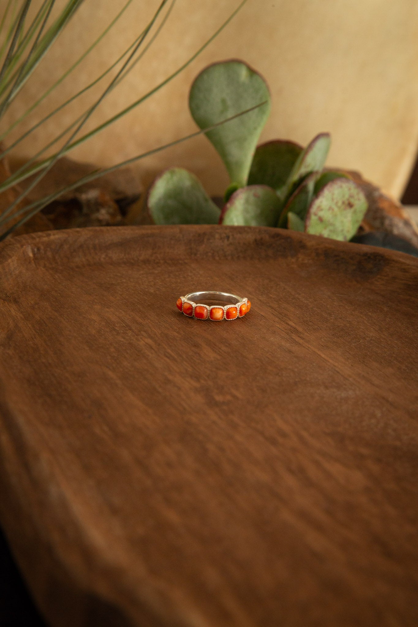 The Orange Spiny Stacking Ring-Rings-Calli Co., Turquoise and Silver Jewelry, Native American Handmade, Zuni Tribe, Navajo Tribe, Brock Texas