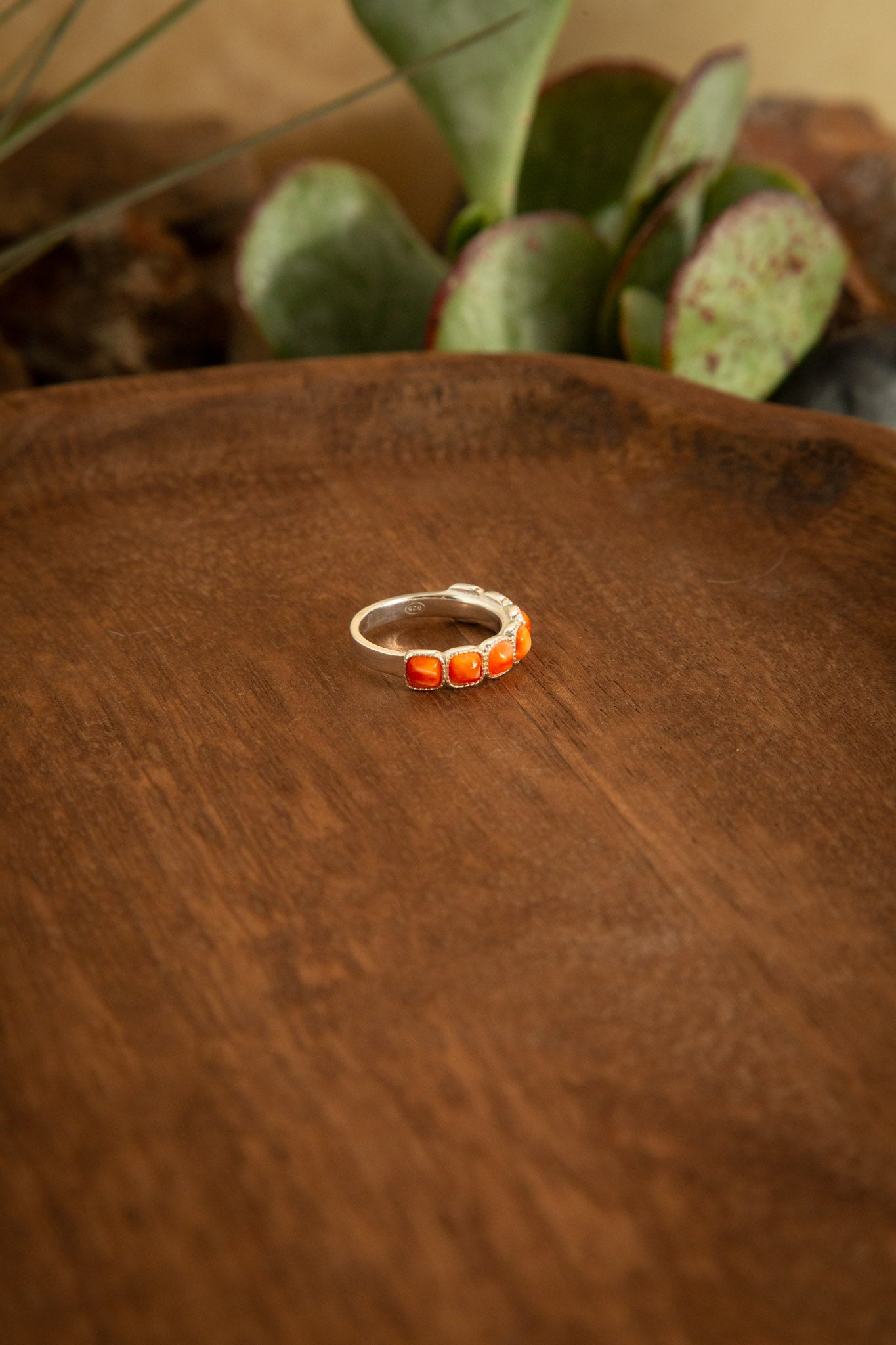 The Orange Spiny Stacking Ring-Rings-Calli Co., Turquoise and Silver Jewelry, Native American Handmade, Zuni Tribe, Navajo Tribe, Brock Texas