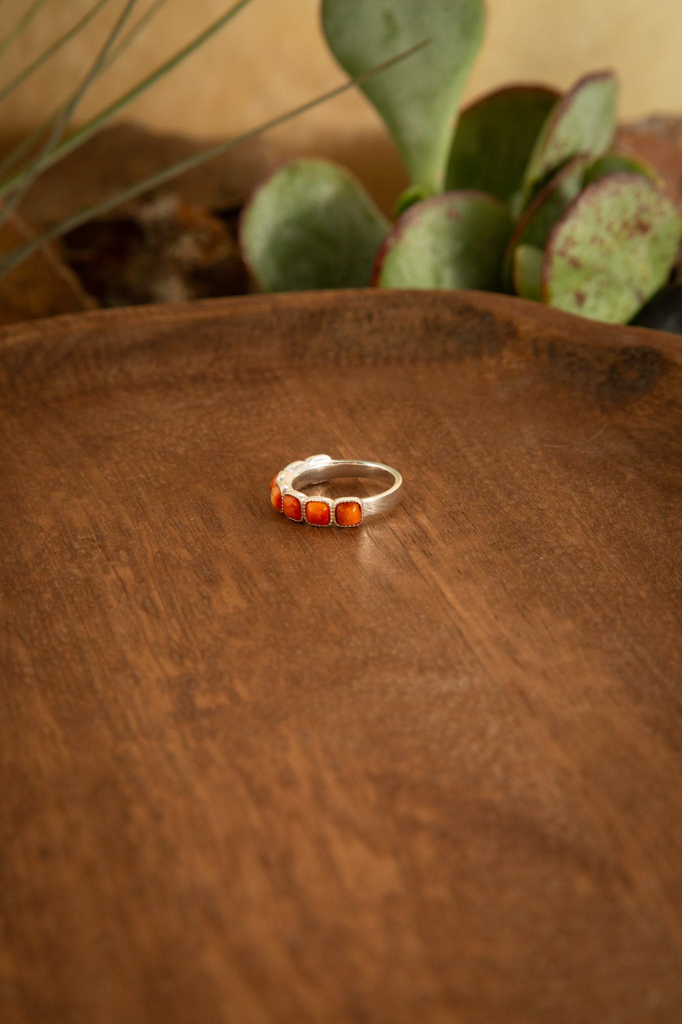 The Orange Spiny Stacking Ring-Rings-Calli Co., Turquoise and Silver Jewelry, Native American Handmade, Zuni Tribe, Navajo Tribe, Brock Texas