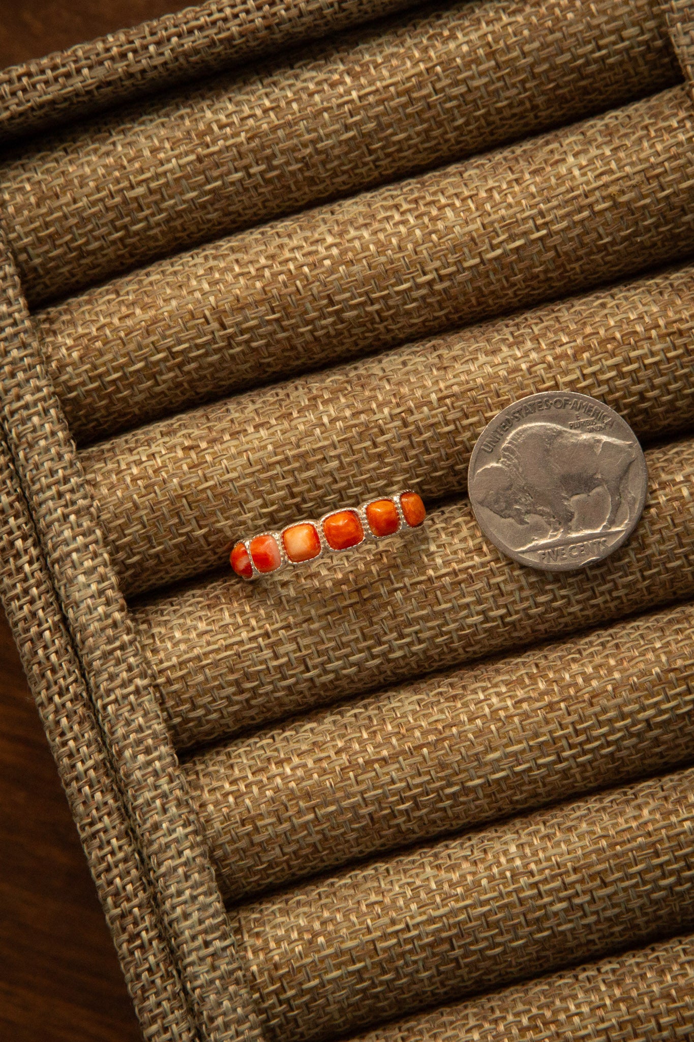 The Orange Spiny Stacking Ring-Rings-Calli Co., Turquoise and Silver Jewelry, Native American Handmade, Zuni Tribe, Navajo Tribe, Brock Texas