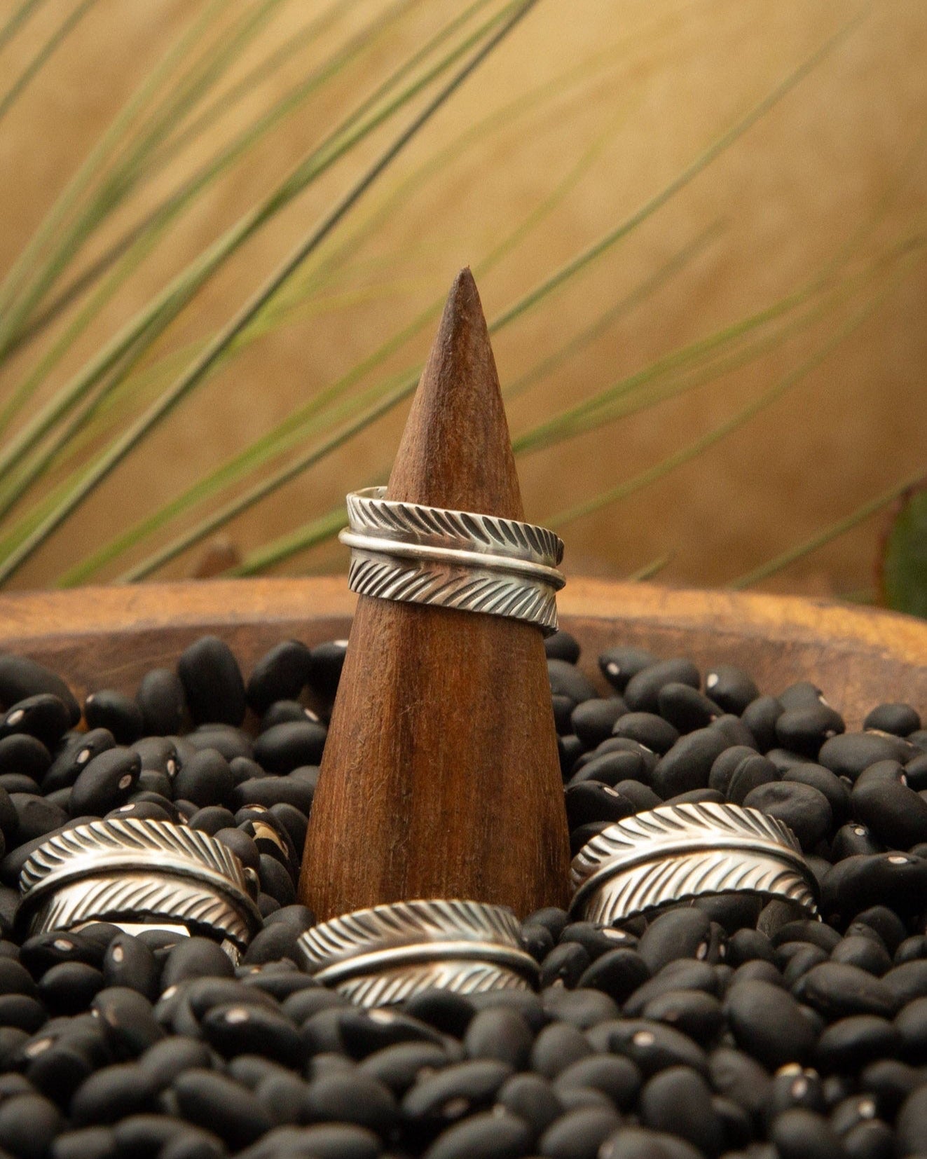 The Adjustable Feather Ring-Rings-Calli Co., Turquoise and Silver Jewelry, Native American Handmade, Zuni Tribe, Navajo Tribe, Brock Texas