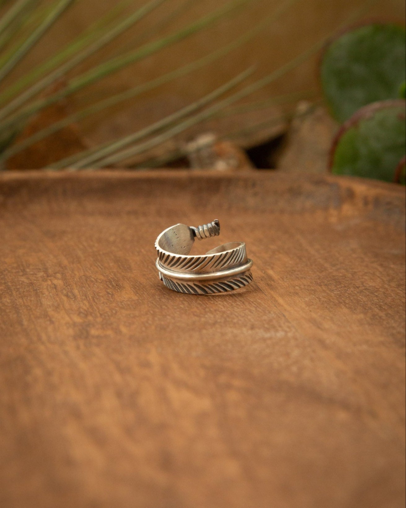 The Adjustable Feather Ring-Rings-Calli Co., Turquoise and Silver Jewelry, Native American Handmade, Zuni Tribe, Navajo Tribe, Brock Texas