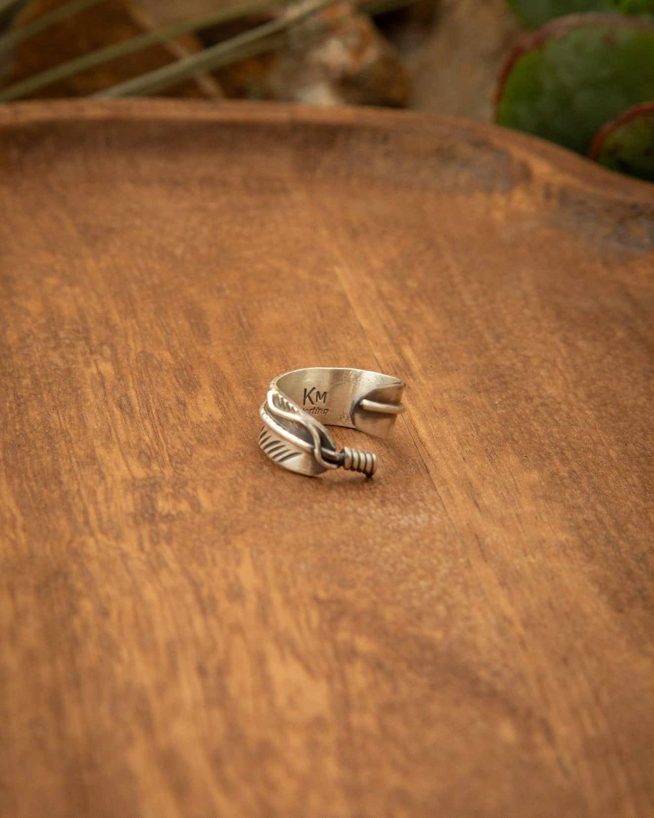 The Adjustable Feather Ring-Rings-Calli Co., Turquoise and Silver Jewelry, Native American Handmade, Zuni Tribe, Navajo Tribe, Brock Texas