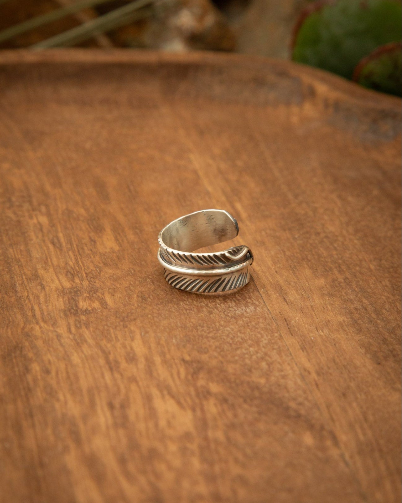 The Adjustable Feather Ring-Rings-Calli Co., Turquoise and Silver Jewelry, Native American Handmade, Zuni Tribe, Navajo Tribe, Brock Texas