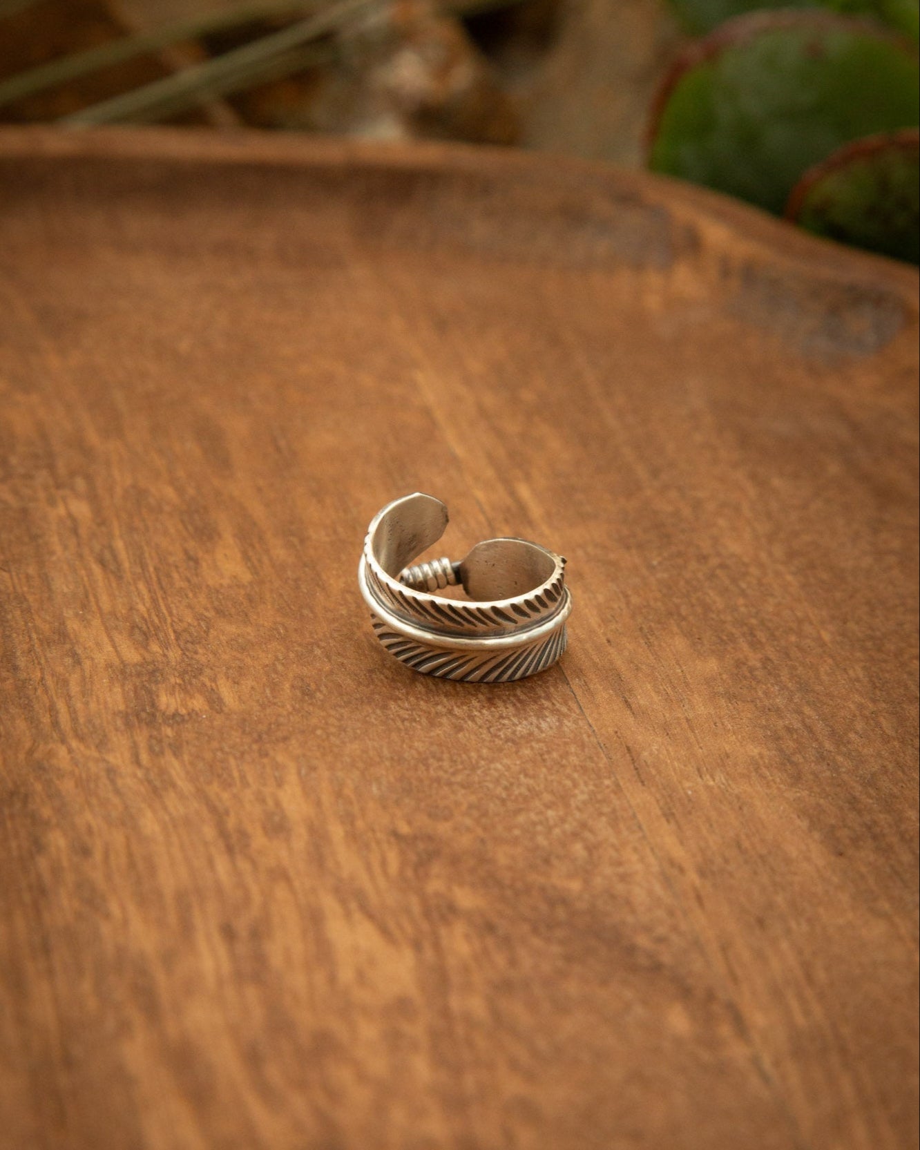 The Adjustable Feather Ring-Rings-Calli Co., Turquoise and Silver Jewelry, Native American Handmade, Zuni Tribe, Navajo Tribe, Brock Texas