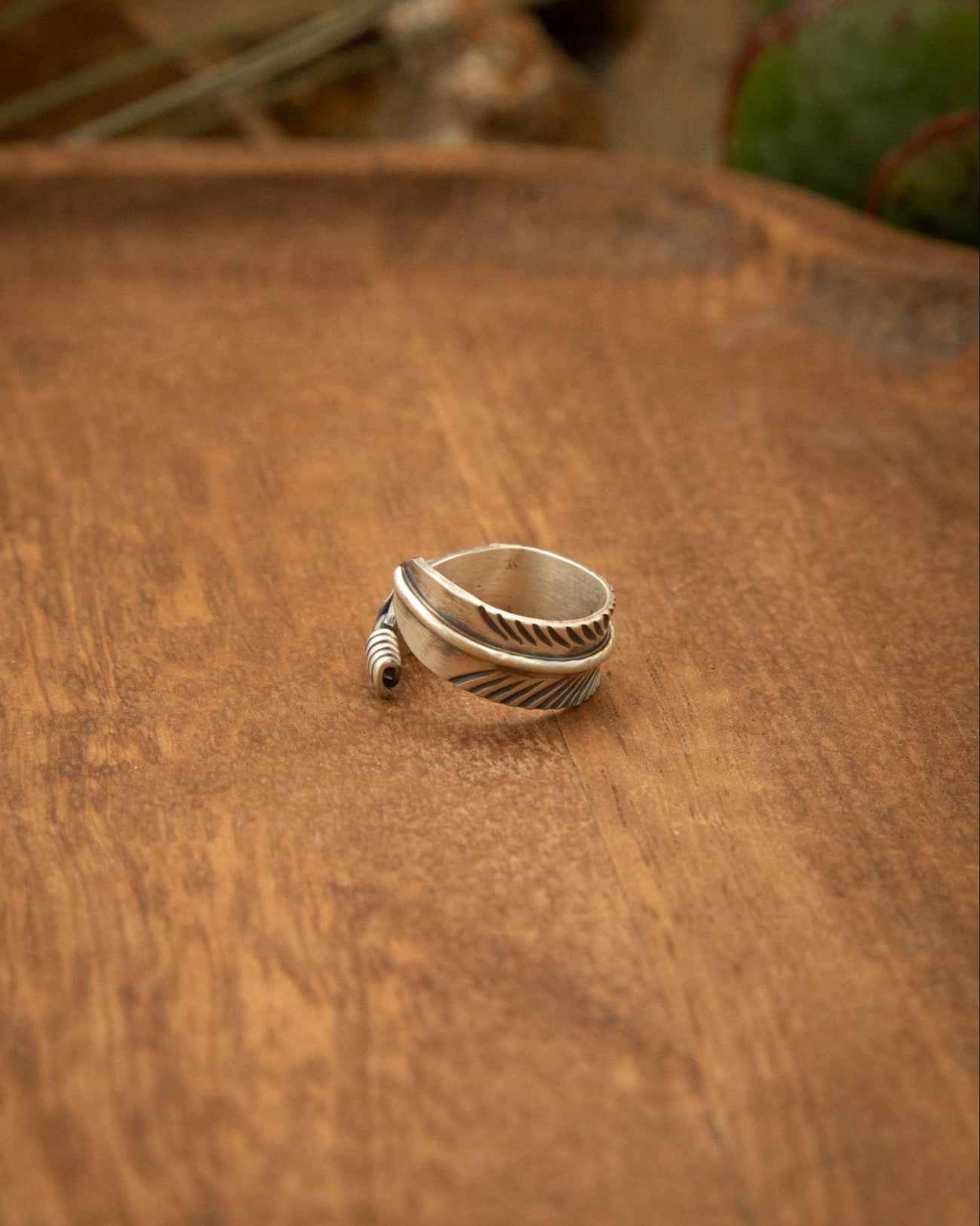 The Adjustable Feather Ring-Rings-Calli Co., Turquoise and Silver Jewelry, Native American Handmade, Zuni Tribe, Navajo Tribe, Brock Texas