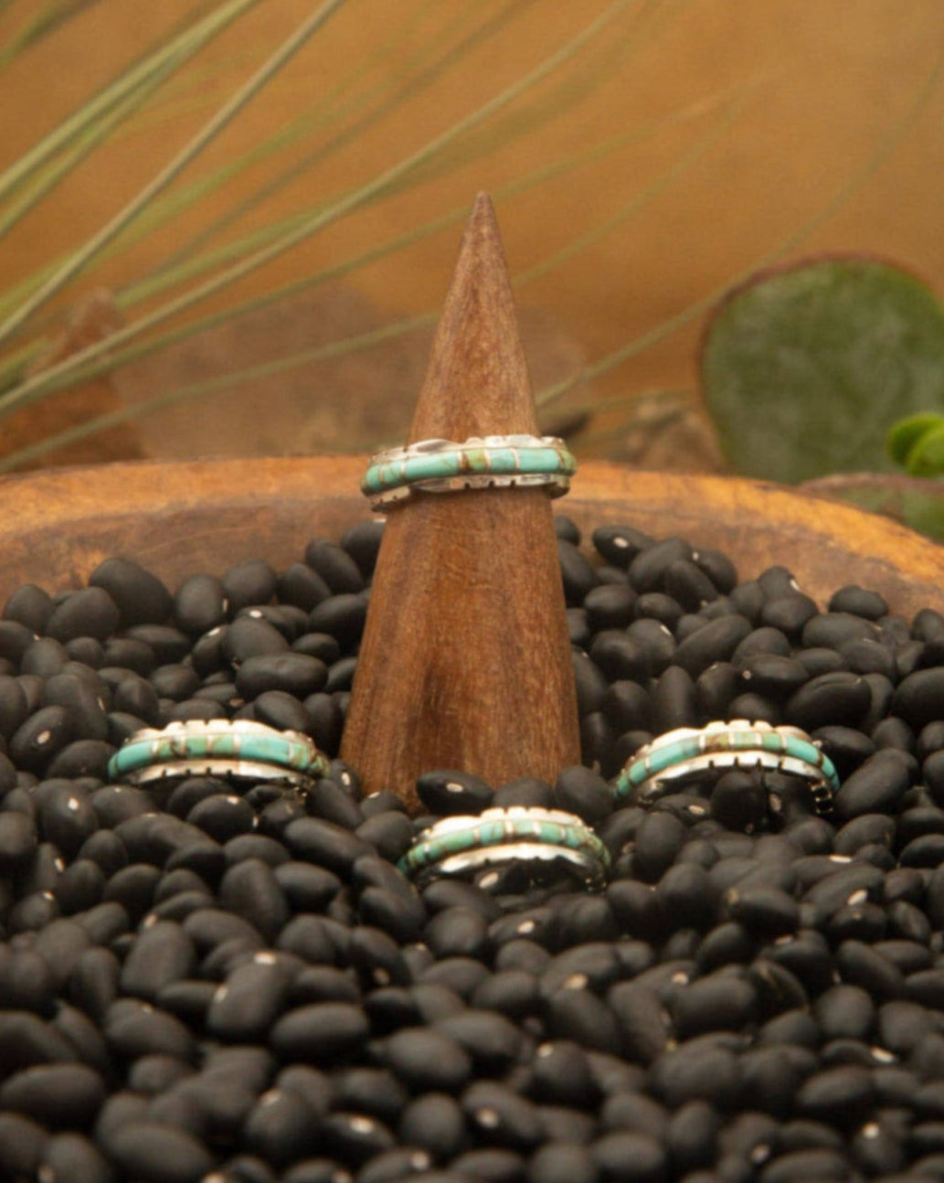 The Scalloped Inlay Ring in Light Blue-Rings-Calli Co., Turquoise and Silver Jewelry, Native American Handmade, Zuni Tribe, Navajo Tribe, Brock Texas