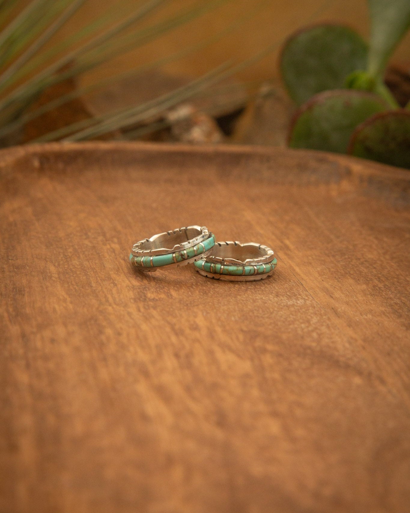 The Scalloped Inlay Ring in Light Blue-Rings-Calli Co., Turquoise and Silver Jewelry, Native American Handmade, Zuni Tribe, Navajo Tribe, Brock Texas