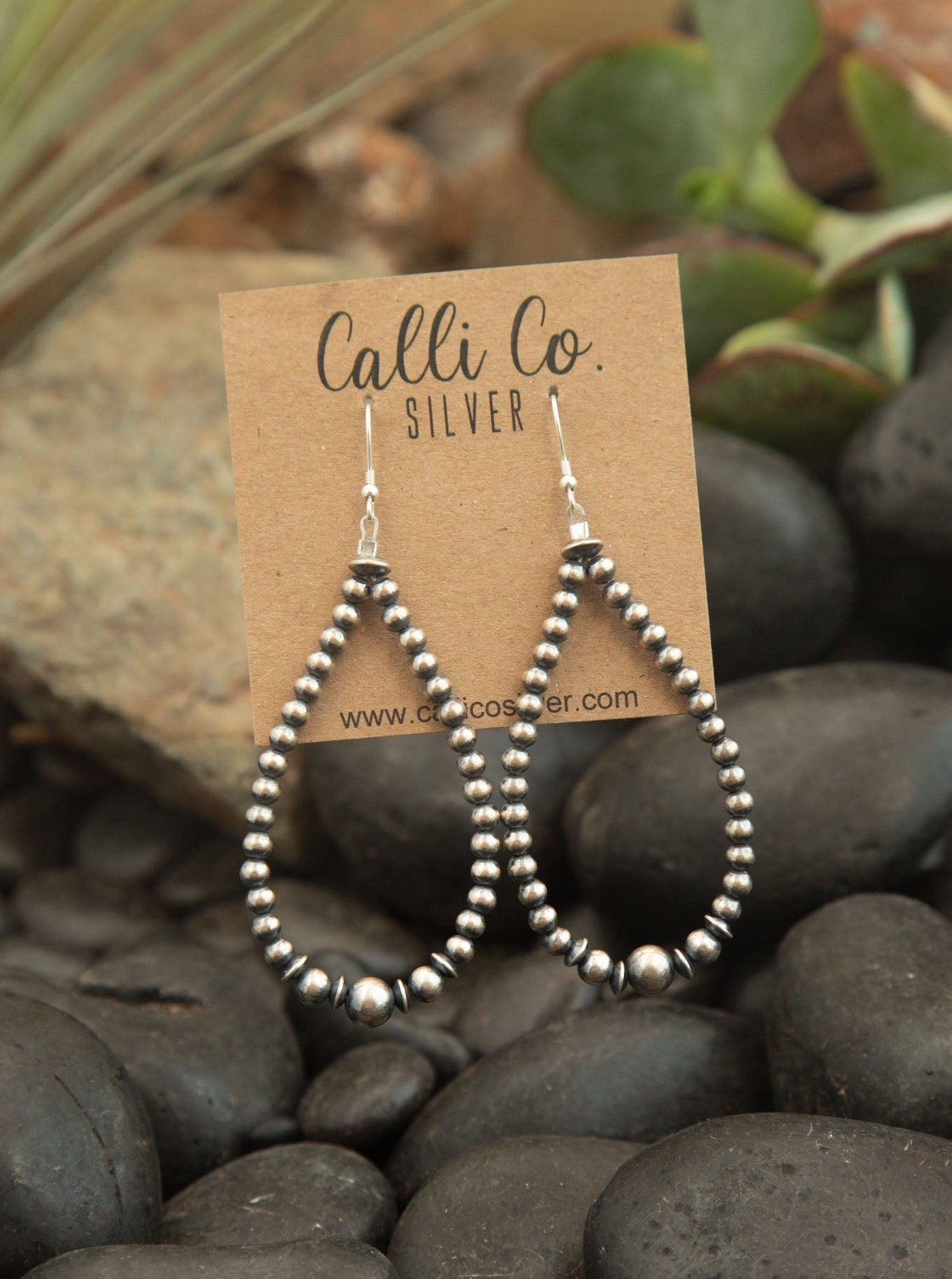 The Willis Hoop Earrings-Earrings-Calli Co., Turquoise and Silver Jewelry, Native American Handmade, Zuni Tribe, Navajo Tribe, Brock Texas