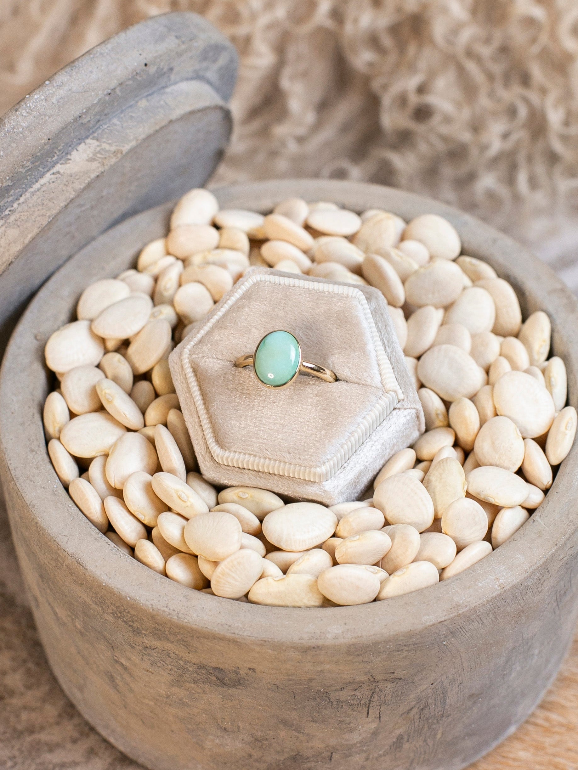 The Bordeaux 14k and Turquoise Ring 1, Sz 7-Rings-Calli Co., Turquoise and Silver Jewelry, Native American Handmade, Zuni Tribe, Navajo Tribe, Brock Texas