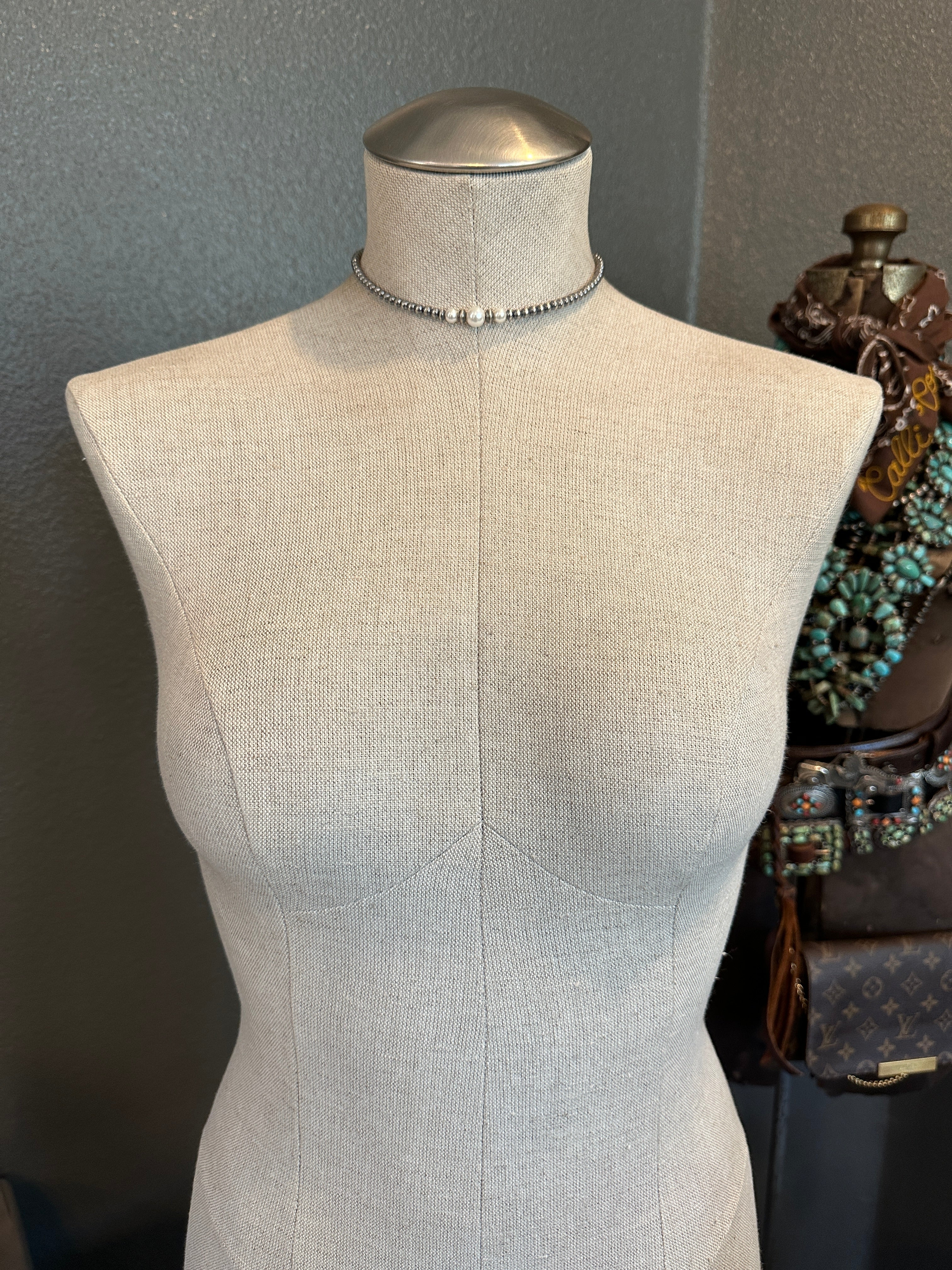 The Sandia Pearl Necklace-Necklaces-Calli Co., Turquoise and Silver Jewelry, Native American Handmade, Zuni Tribe, Navajo Tribe, Brock Texas