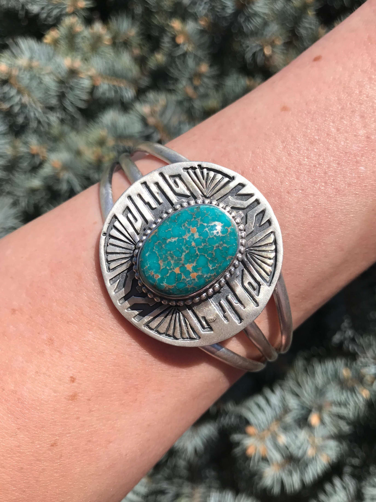 The River Hawk Turquoise Cuff-Bracelets & Cuffs-Calli Co., Turquoise and Silver Jewelry, Native American Handmade, Zuni Tribe, Navajo Tribe, Brock Texas
